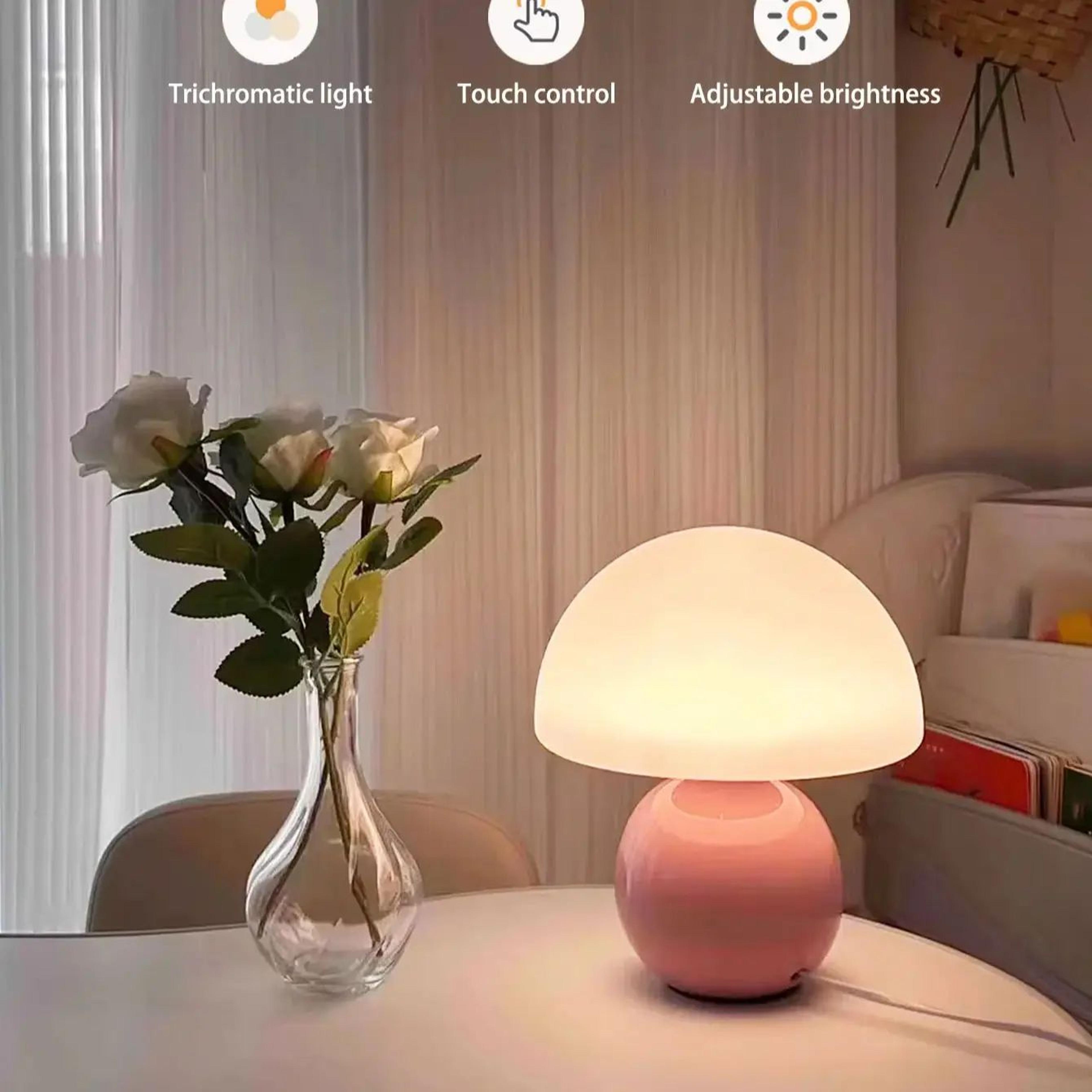 Retro Mushroom Table Lamp USB Bedside LED Night Light For Bedroom  Desk 2