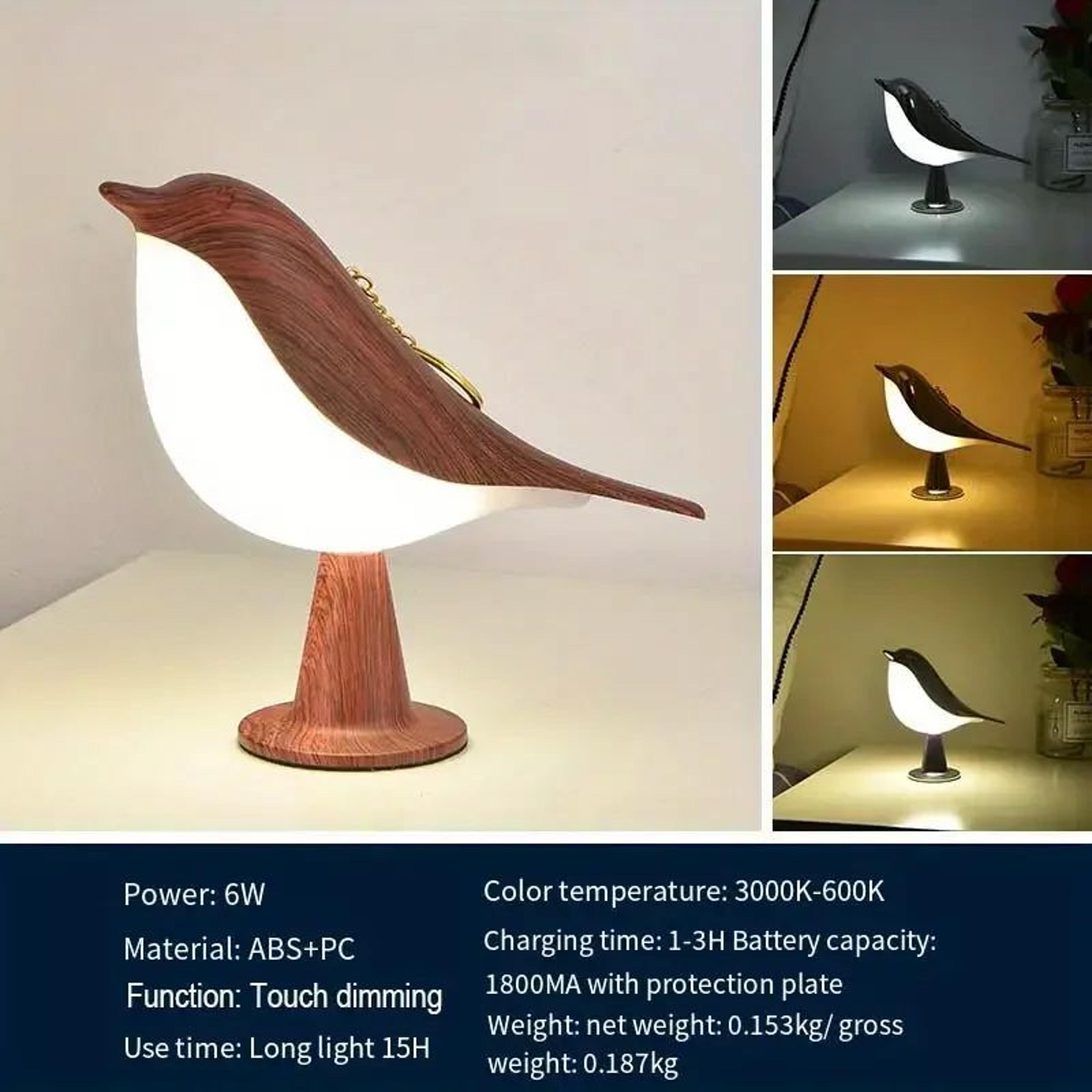LumiBird Rechargeable Bird Night Light  Touch Control Cordless LED Bedside Lamp 7