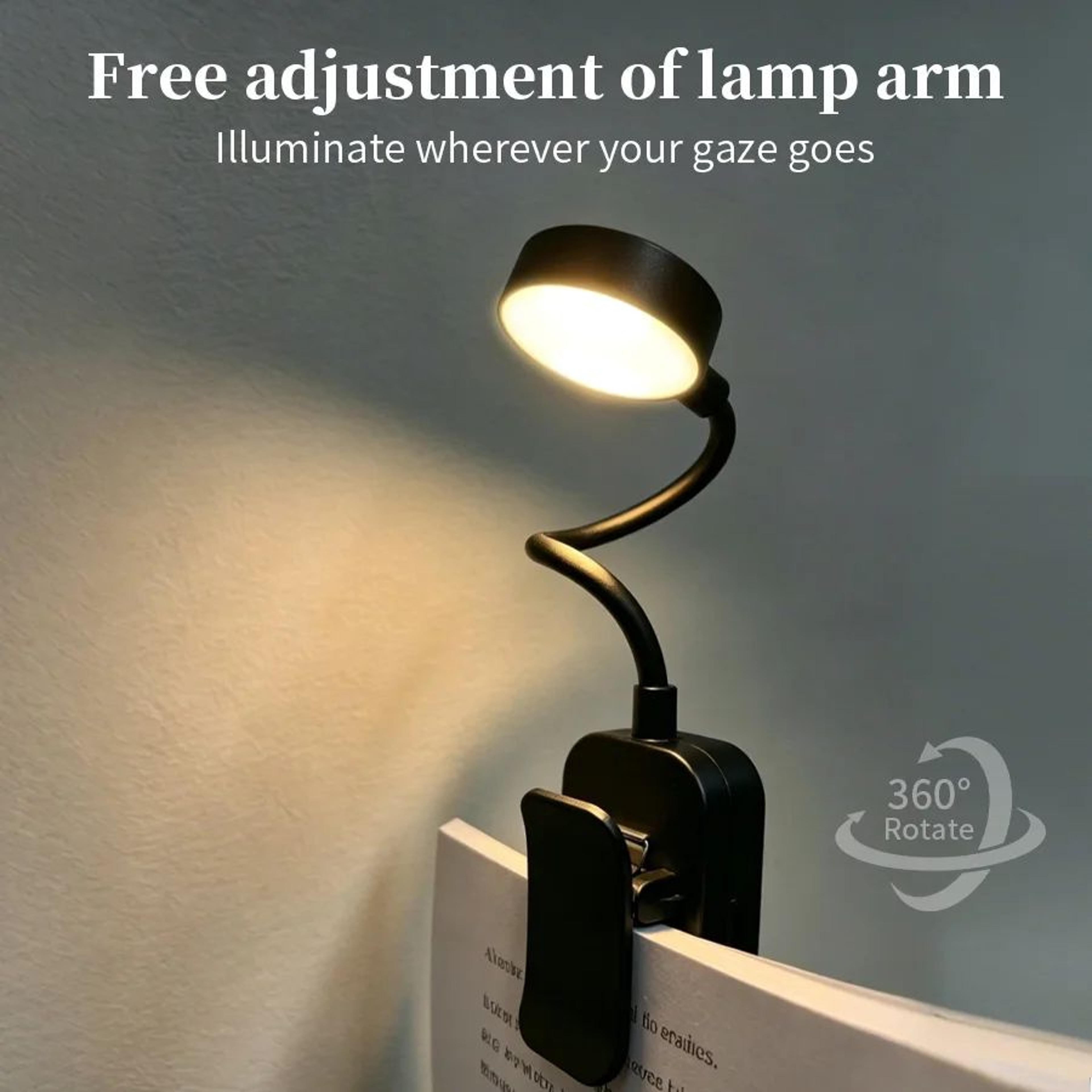 Rechargeable LED Desk Lamp ClipOn Reading Light With 3 Light Modes  Flexible Gooseneck 1