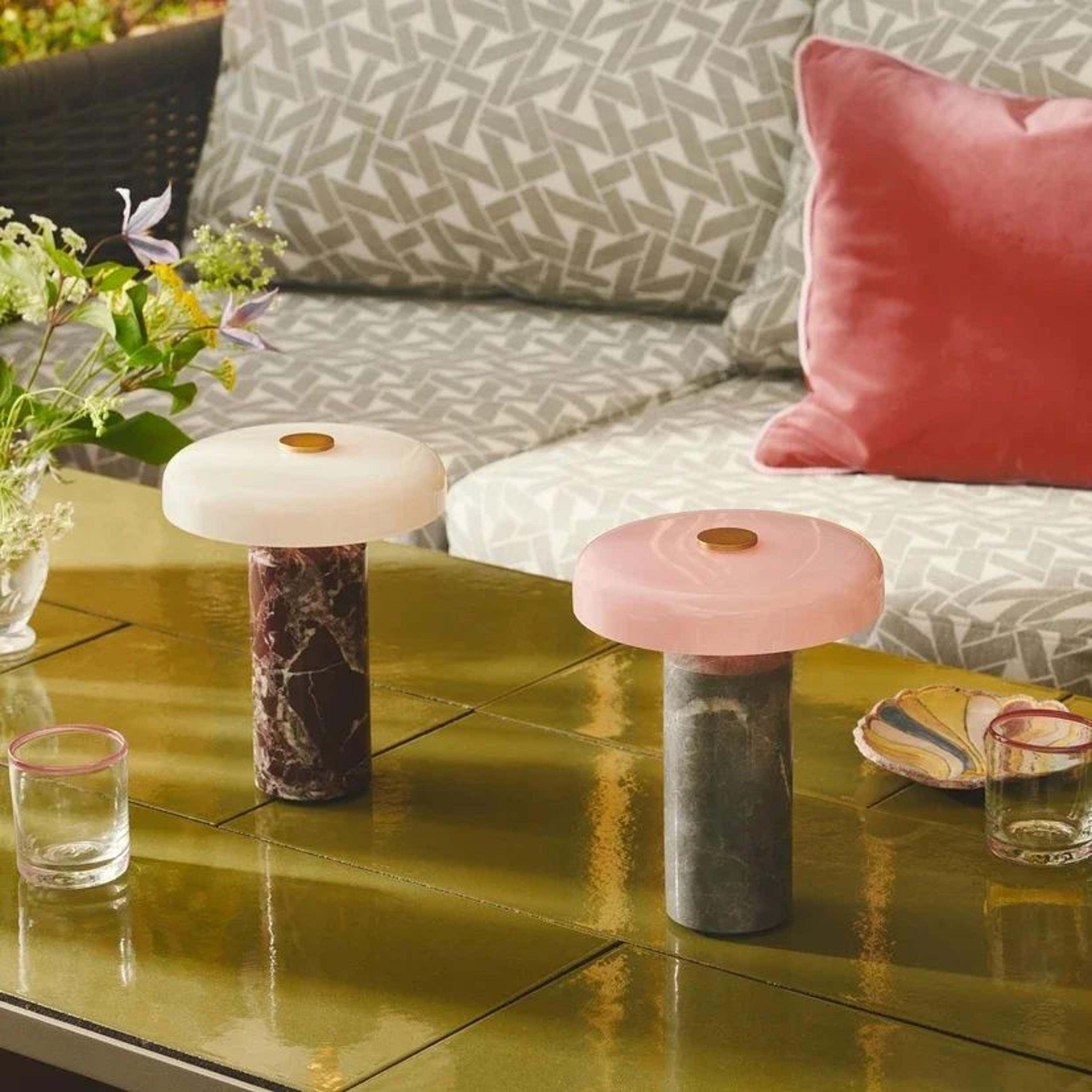 Luxury Rechargeable Table Lamp With Glass Shade  Marble Base  USB Warm Light Ambient Bedside Lamp 1