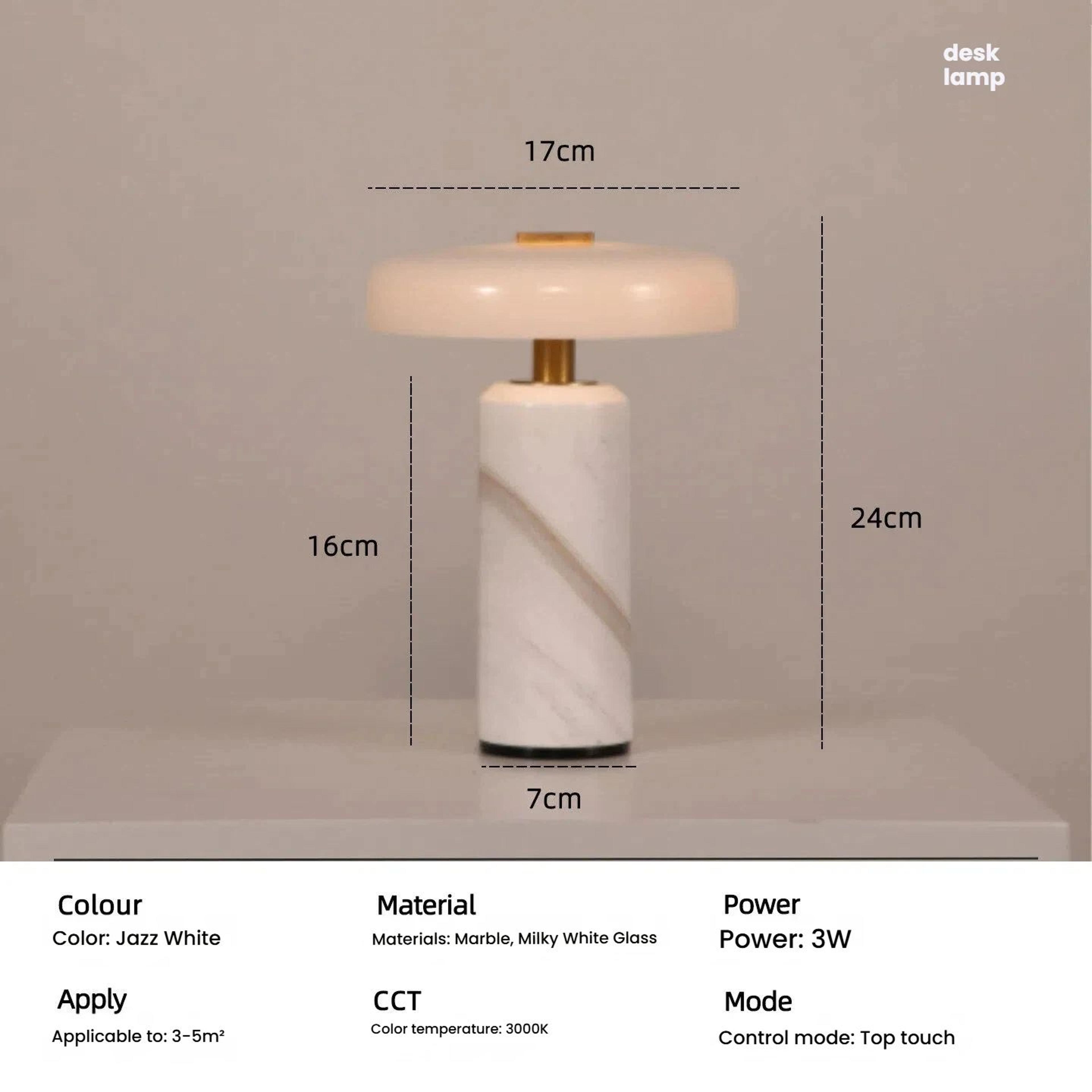 Luxury Rechargeable Table Lamp With Glass Shade  Marble Base  USB Warm Light Ambient Bedside Lamp 7