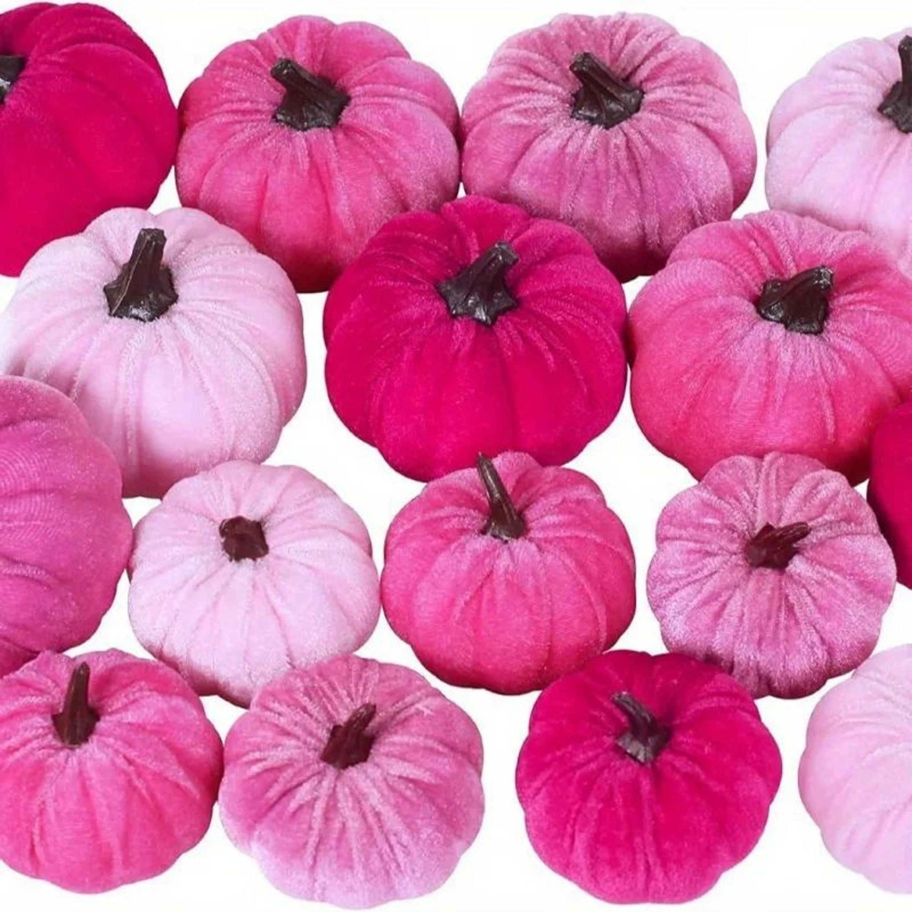 5Piece Pink Velvet Pumpkins For Fall Table Decor  Thanksgiving Decorations 4