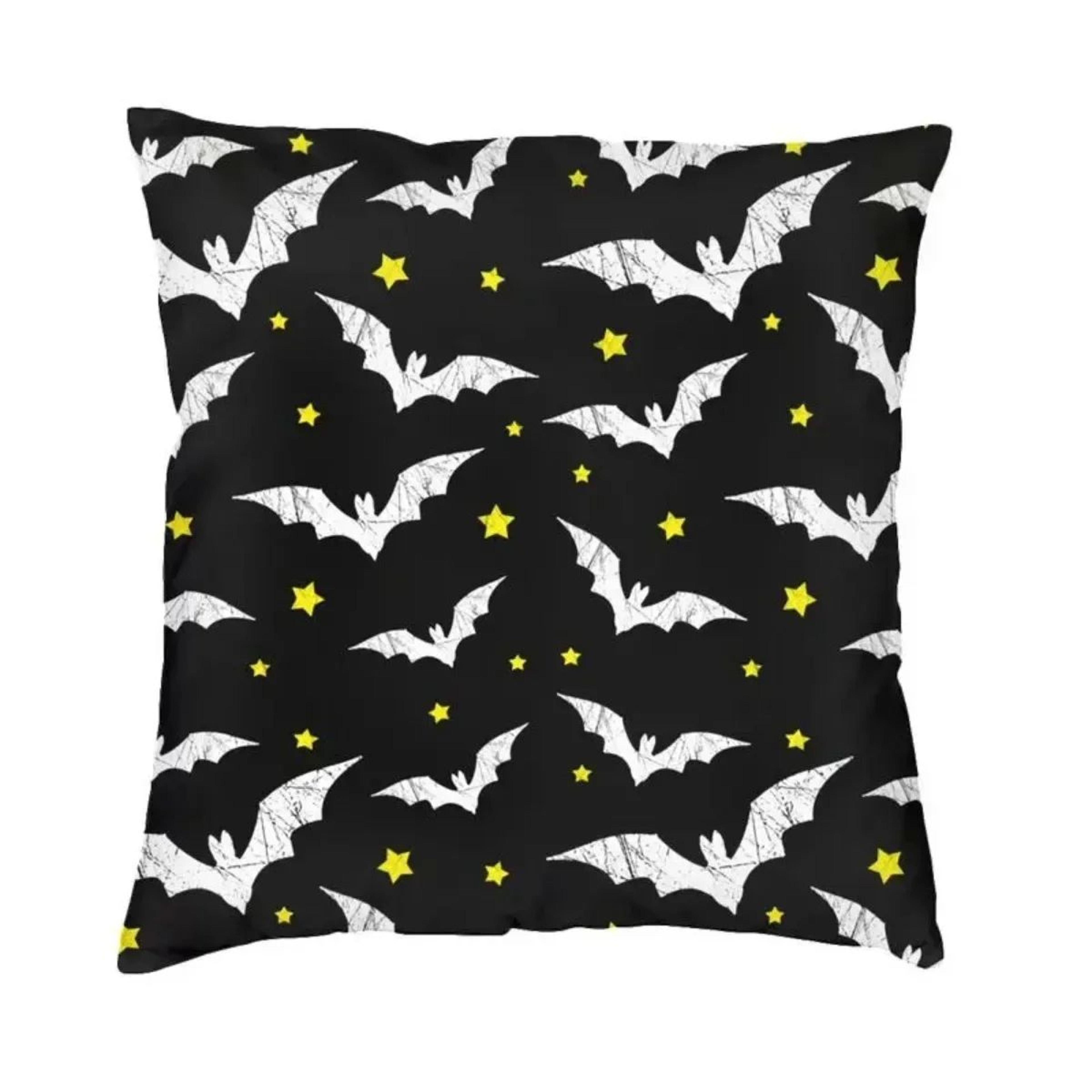 Pastel Goth Pillow Cover  Pink  Black Bat Halloween Throw Pillow Cover 45x45cm 7
