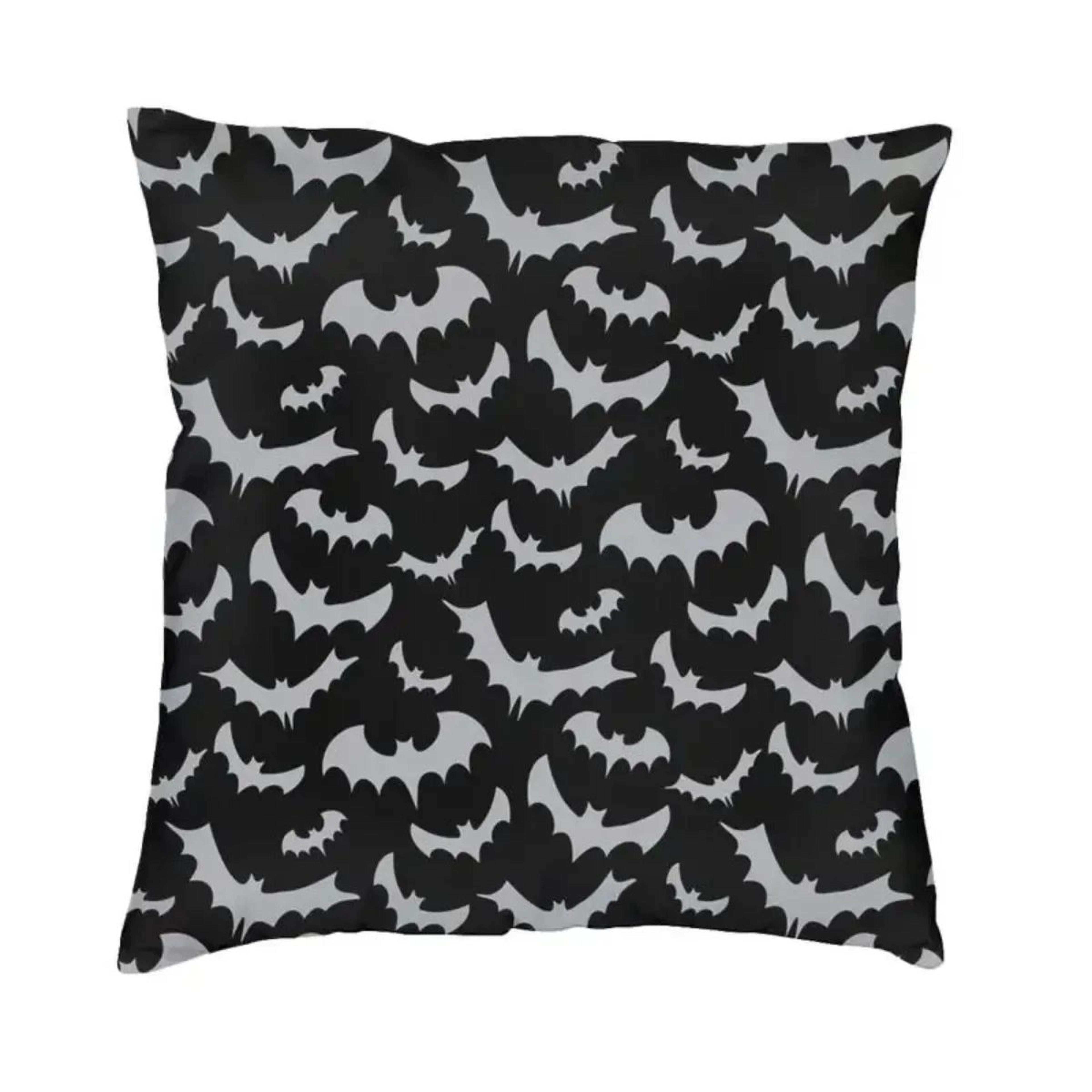 Pastel Goth Pillow Cover  Pink  Black Bat Halloween Throw Pillow Cover 45x45cm 11