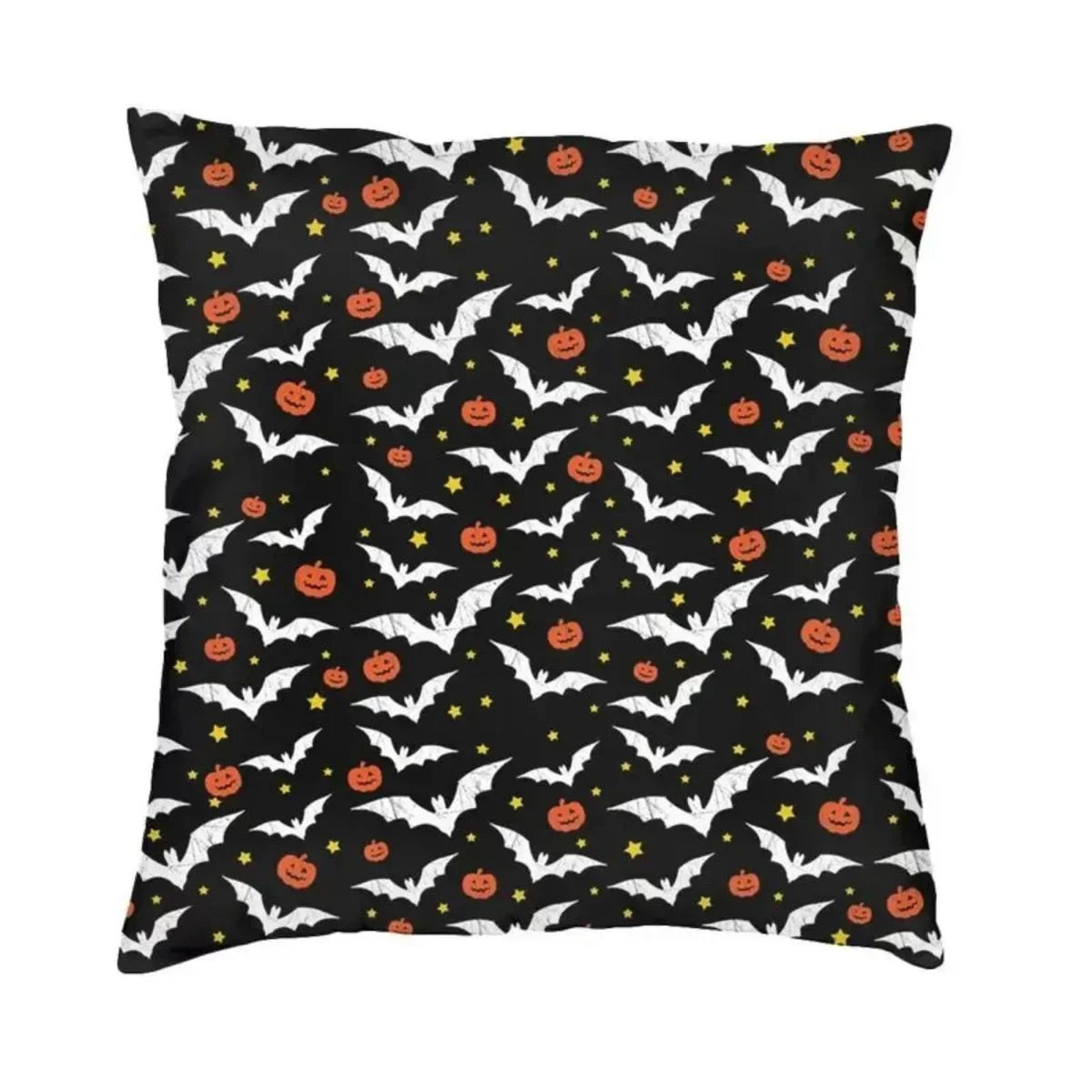 Pastel Goth Pillow Cover  Pink  Black Bat Halloween Throw Pillow Cover 45x45cm 12