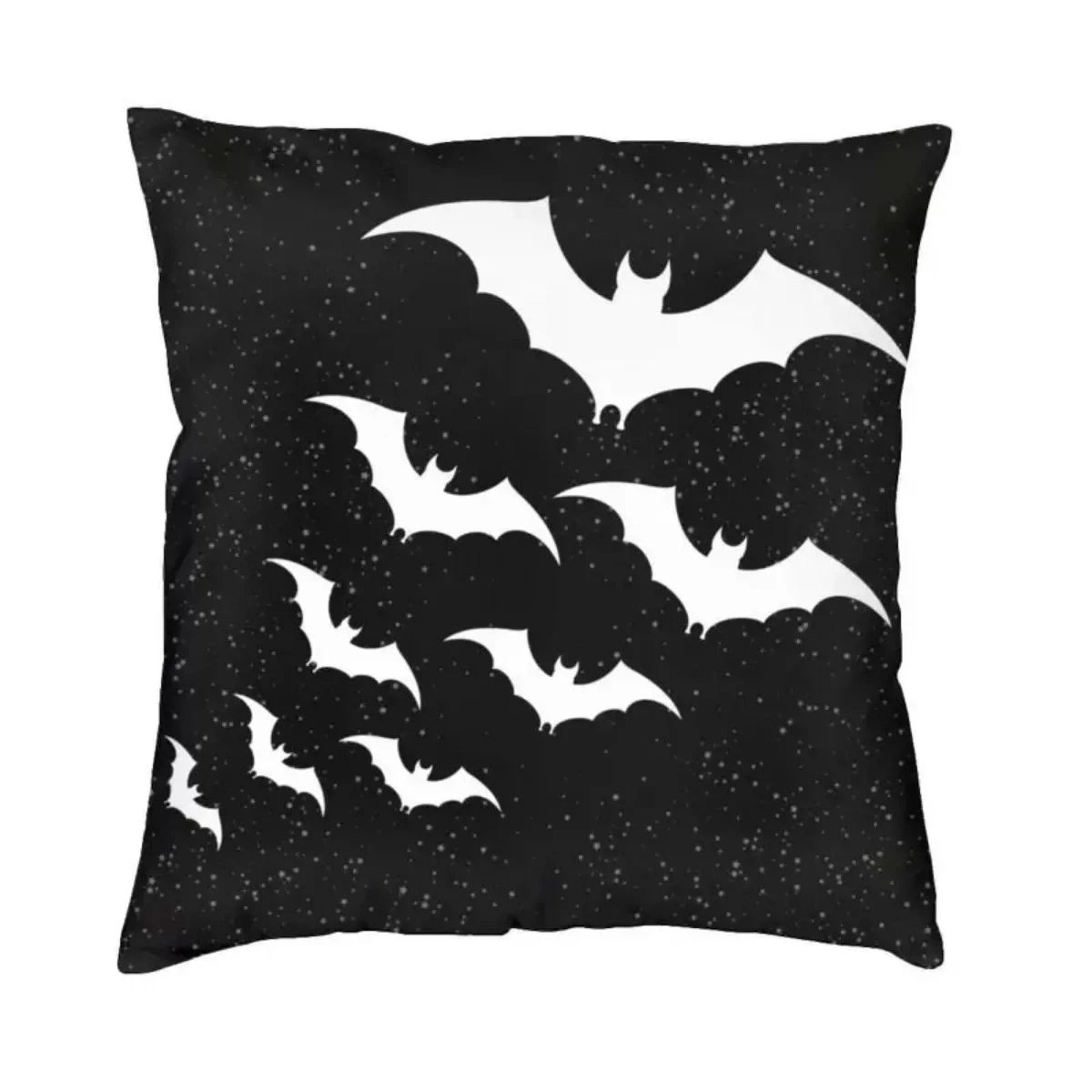 Pastel Goth Pillow Cover  Pink  Black Bat Halloween Throw Pillow Cover 45x45cm 16