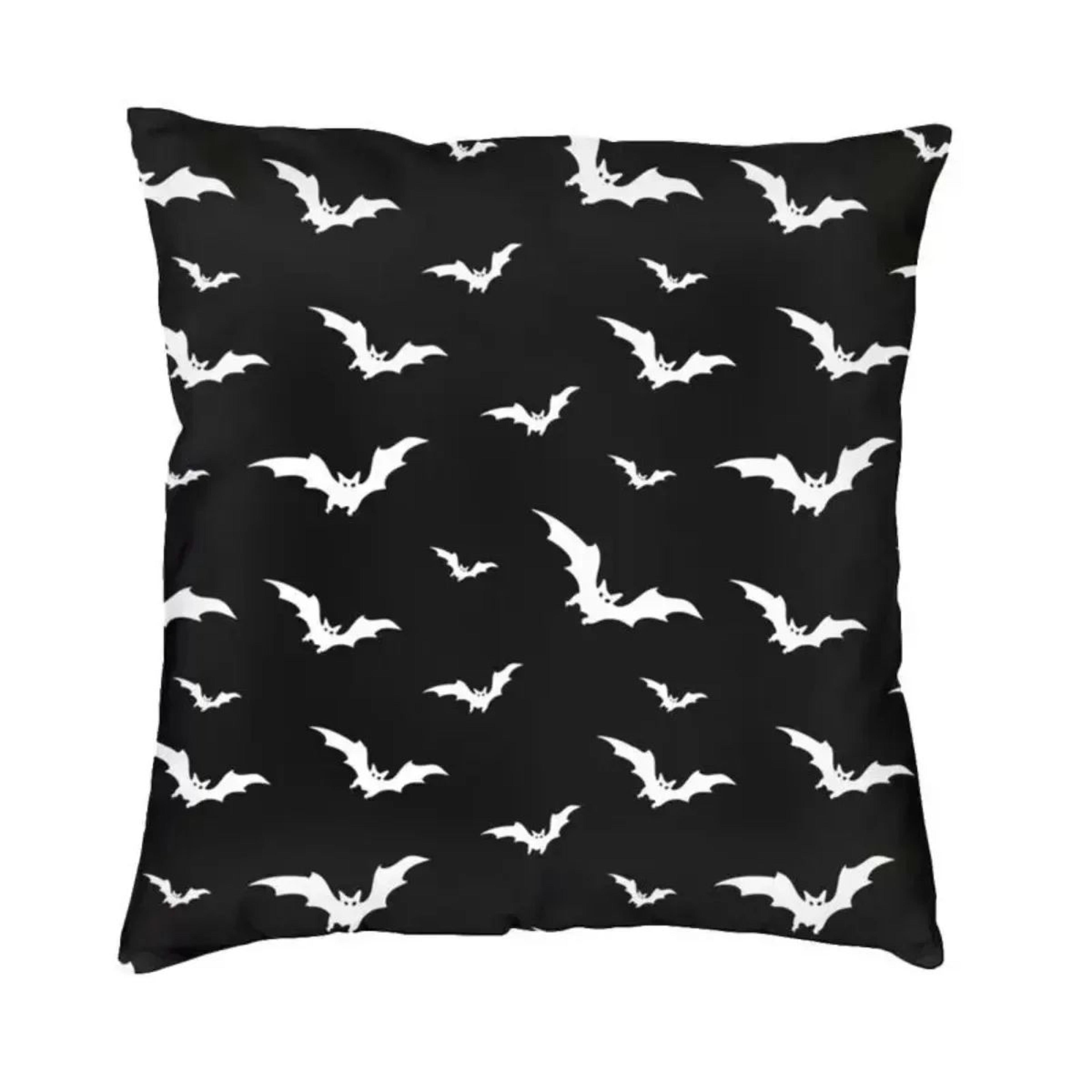 Pastel Goth Pillow Cover  Pink  Black Bat Halloween Throw Pillow Cover 45x45cm 17