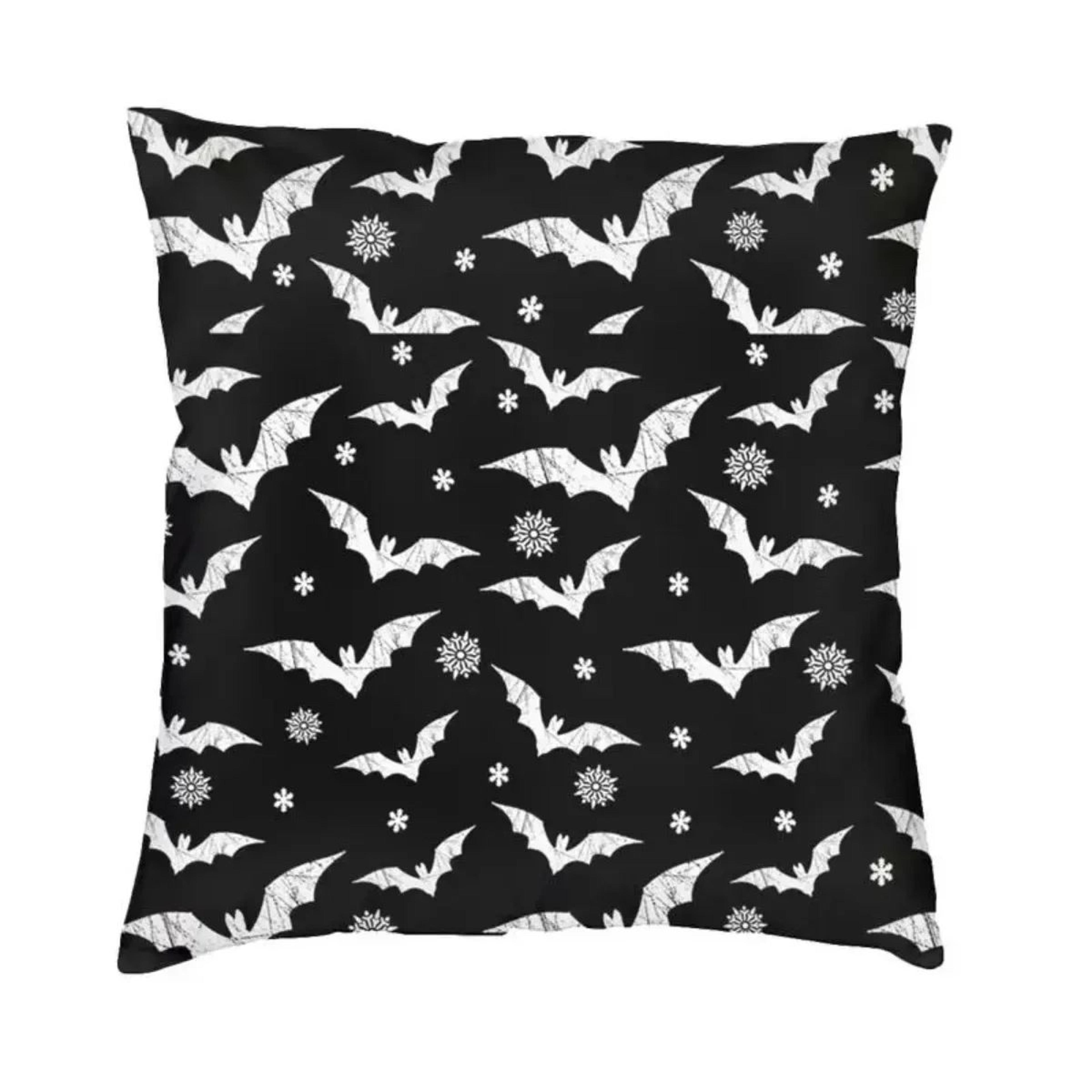 Pastel Goth Pillow Cover  Pink  Black Bat Halloween Throw Pillow Cover 45x45cm 20