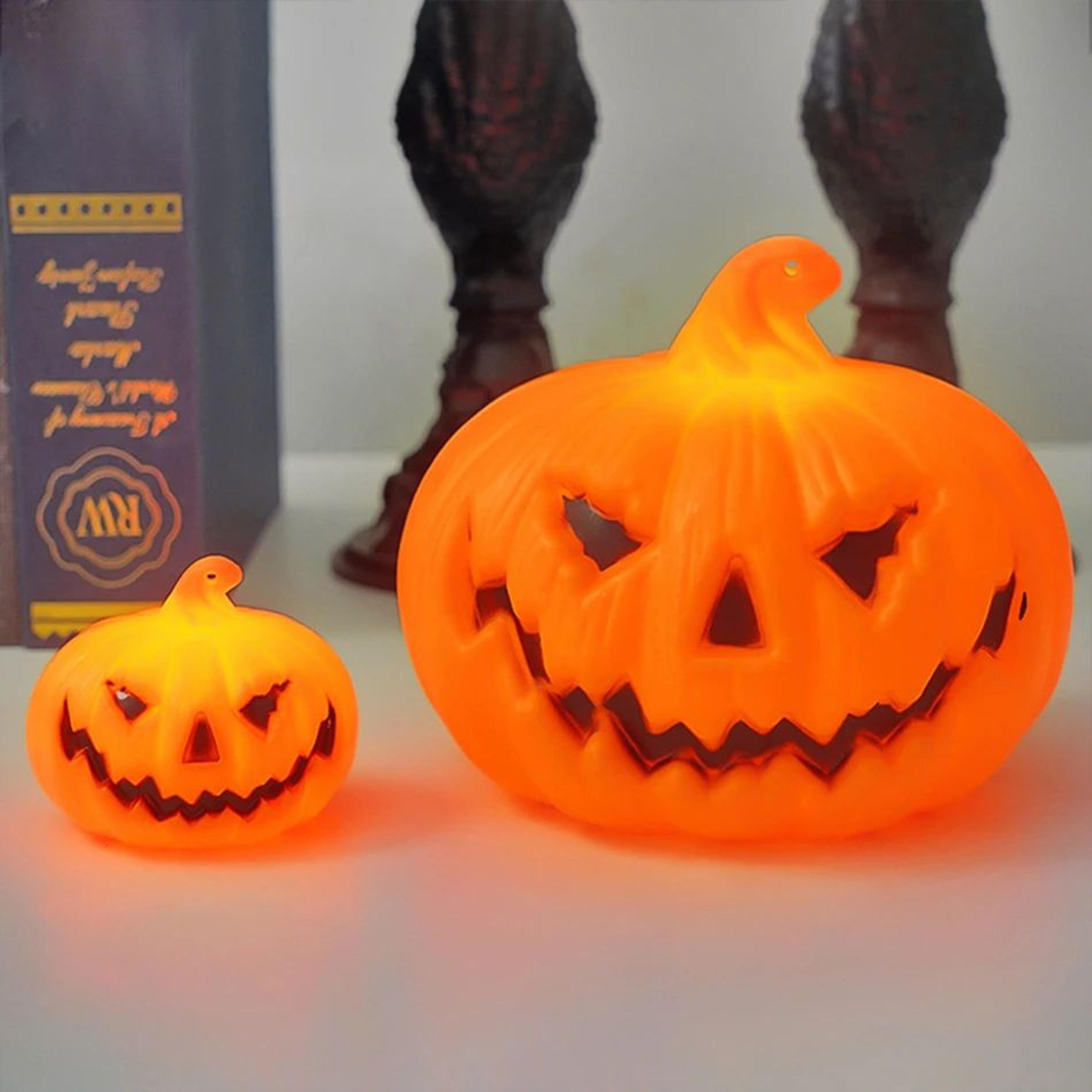 Spooky Glow Halloween Pumpkin Lantern LED Ghost Face Candle Light 4