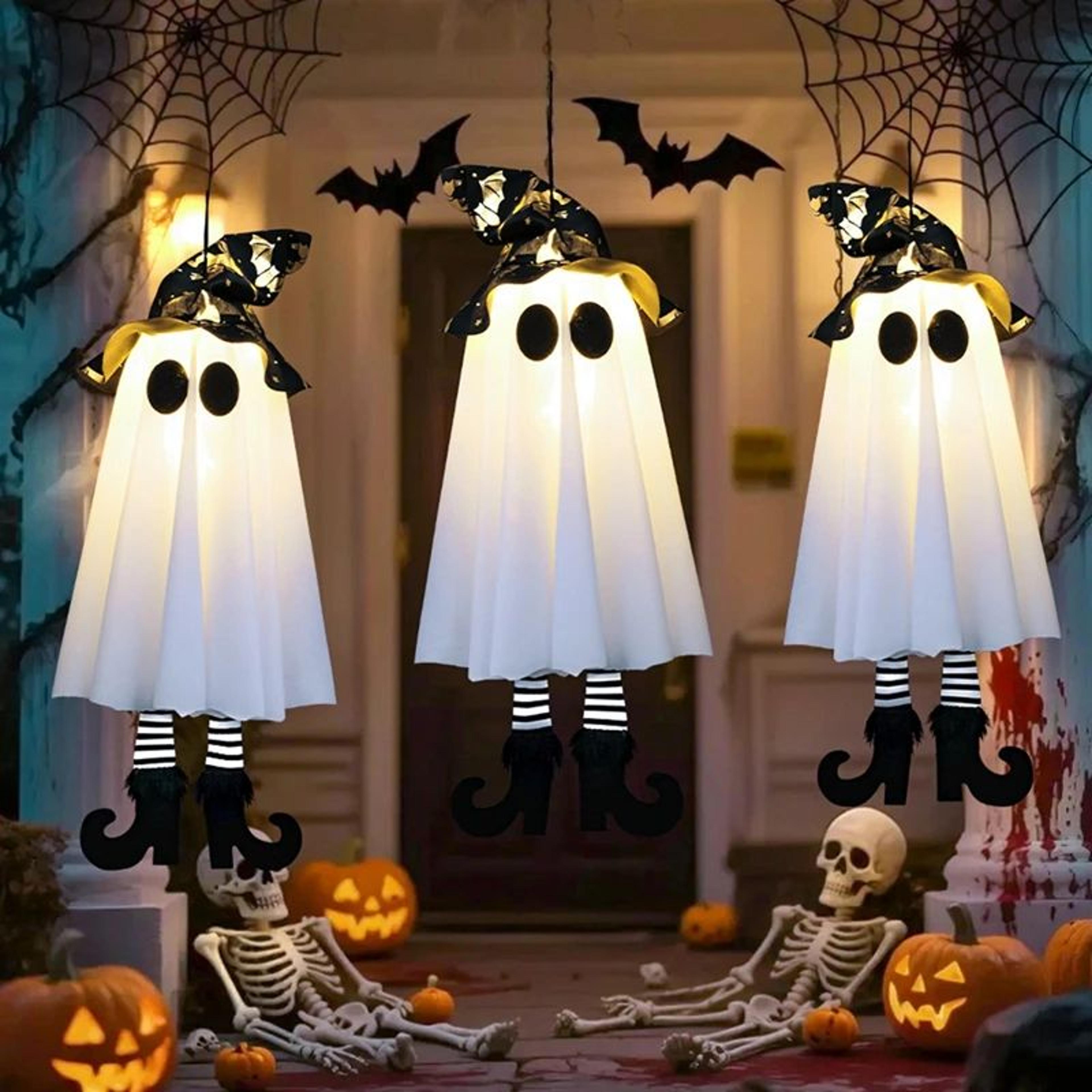 LED Light Up Witch Ghost Halloween Hanging Decoration 0