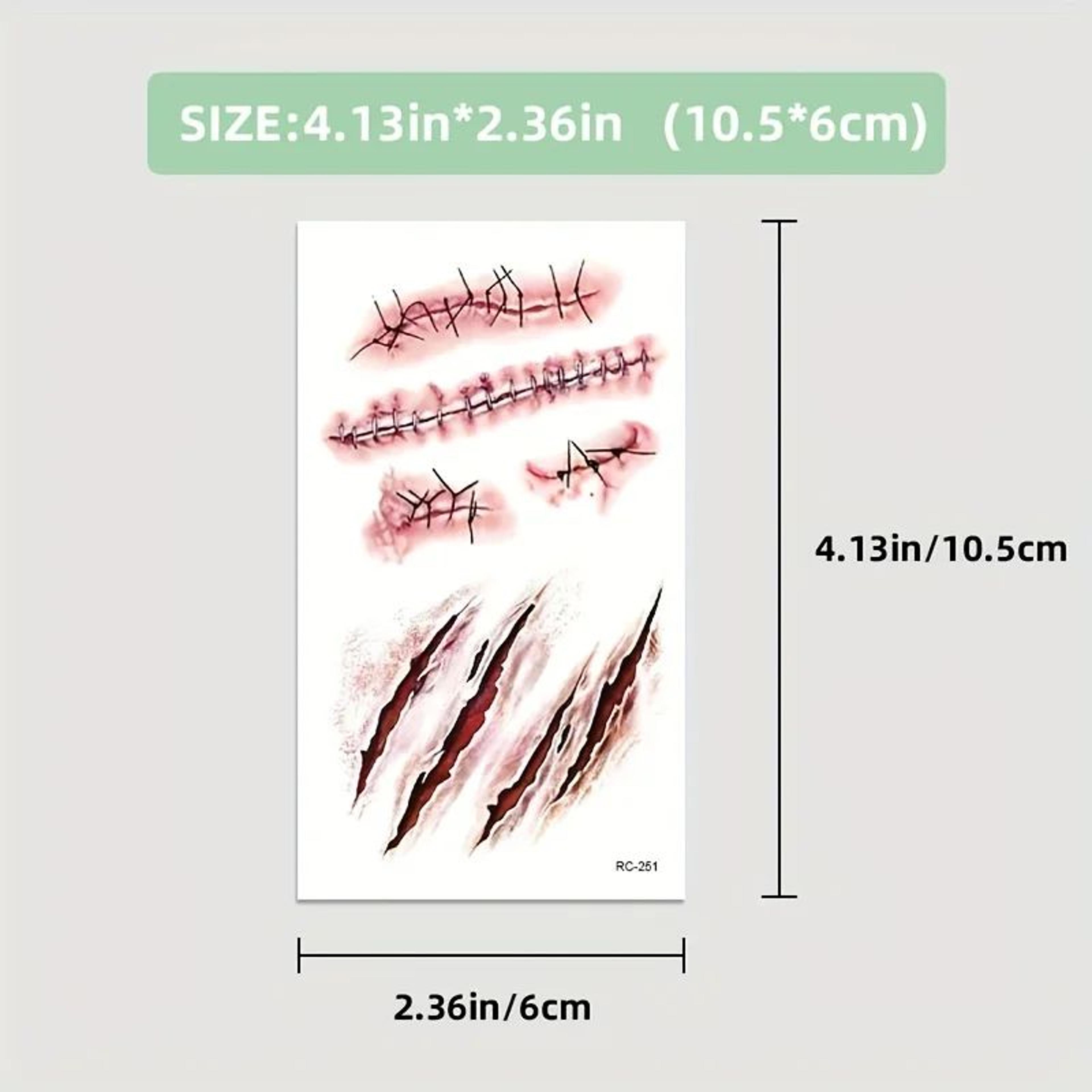 GruesomeFX Halloween Scar Temporary Tattoos Waterproof Fake Wound Stickers 3