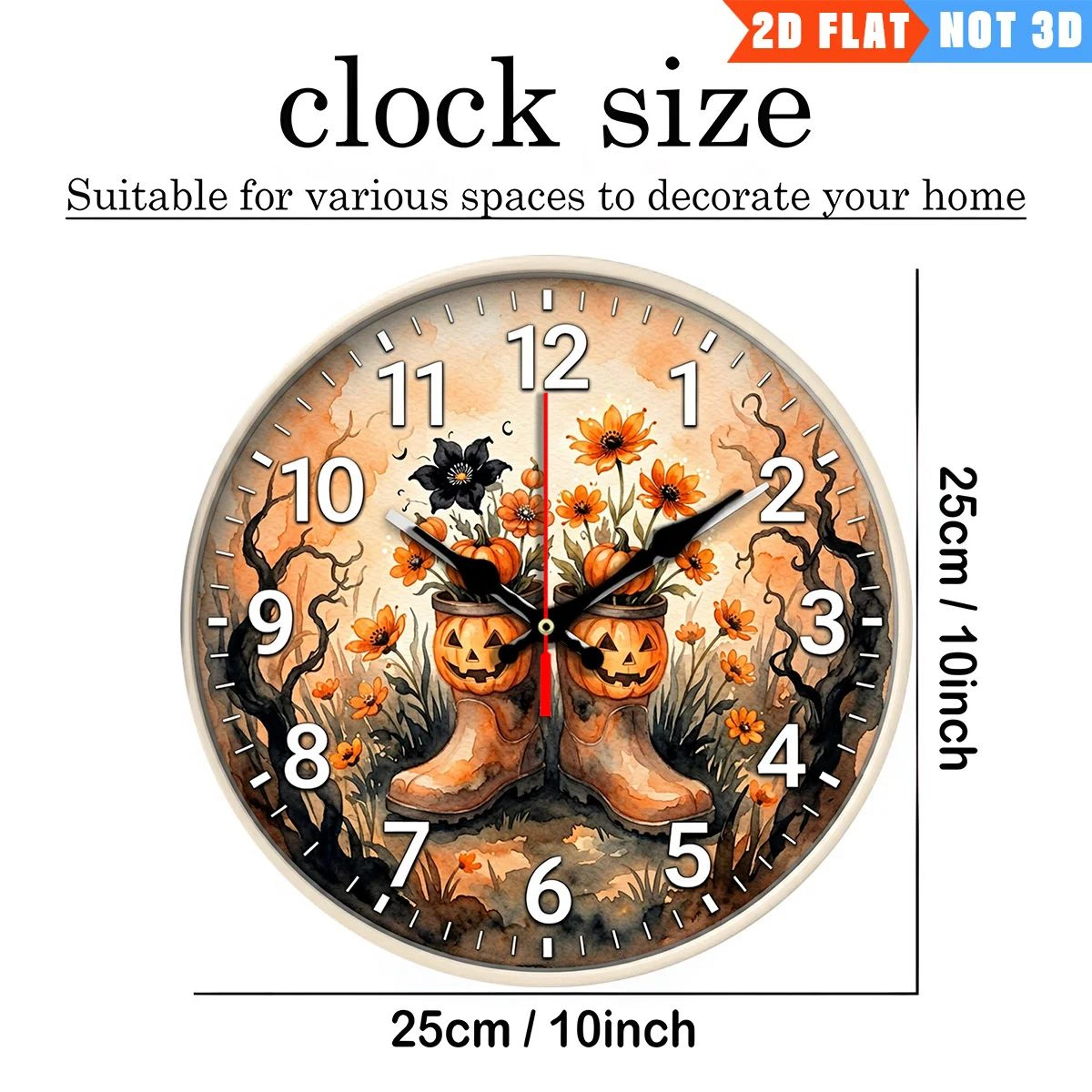 Pumpkin Rain Boots Silent Wall Clock  10 Inch Autumn Home Decor 2