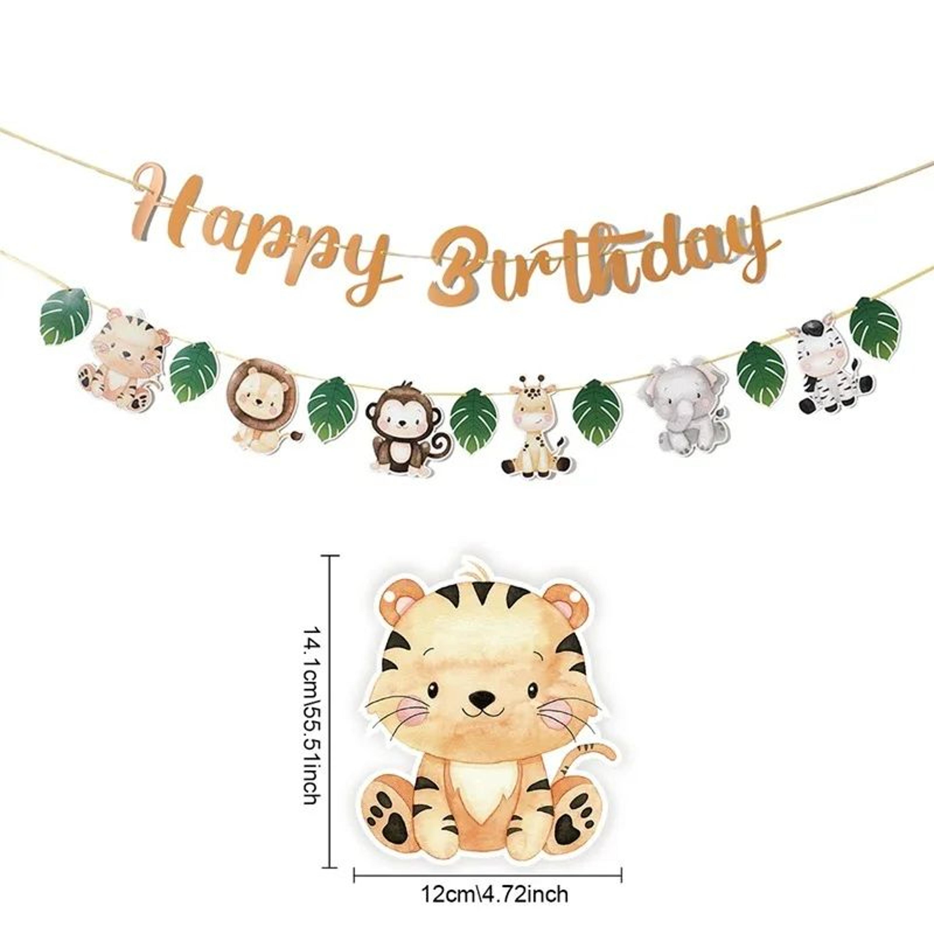 Jungle Safari Birthday Banner  Animal Hanging Swirls Party Decorations 1