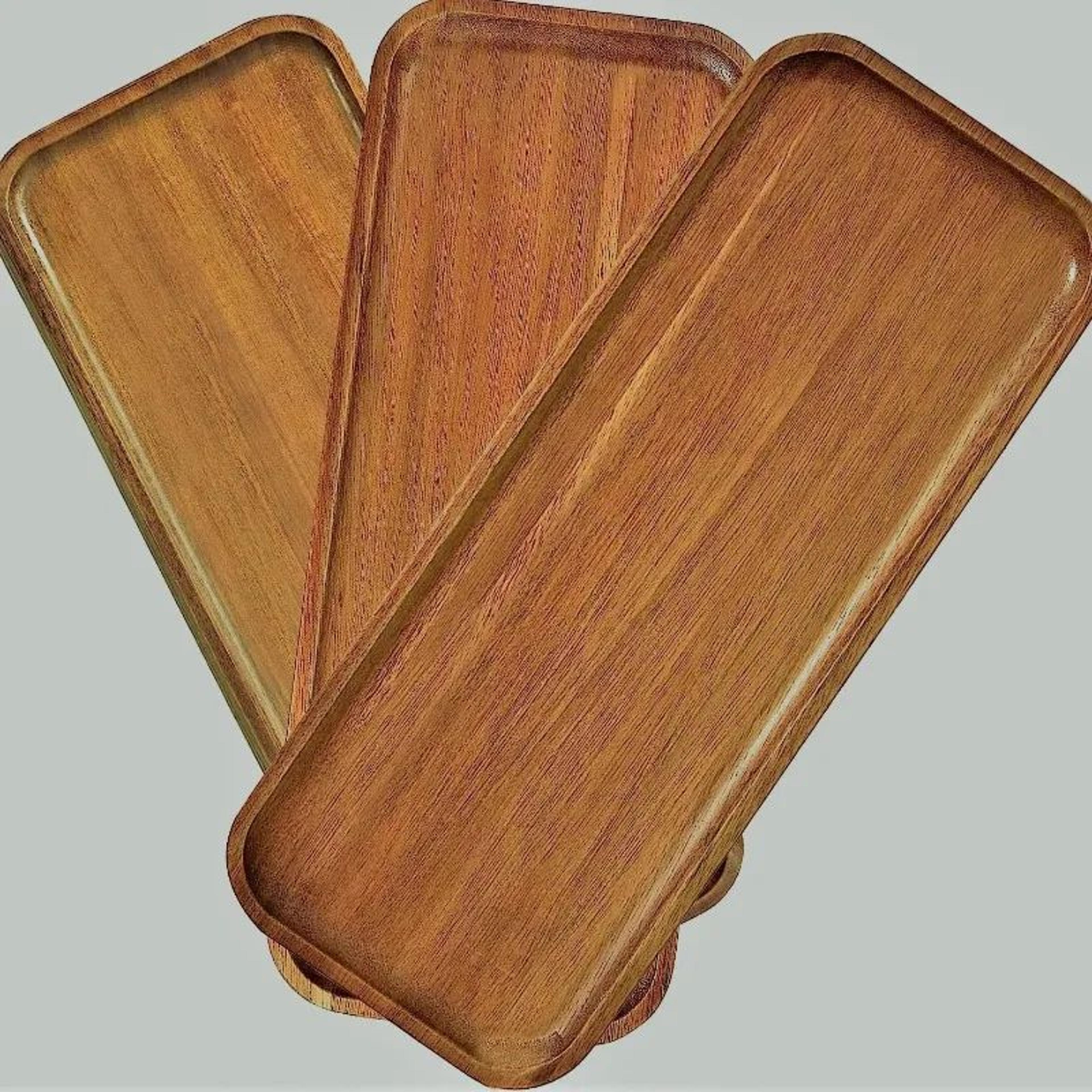 Wabi Sabi Acacia Wood Serving Tray  Oval Decorative Platter  Organizer 5