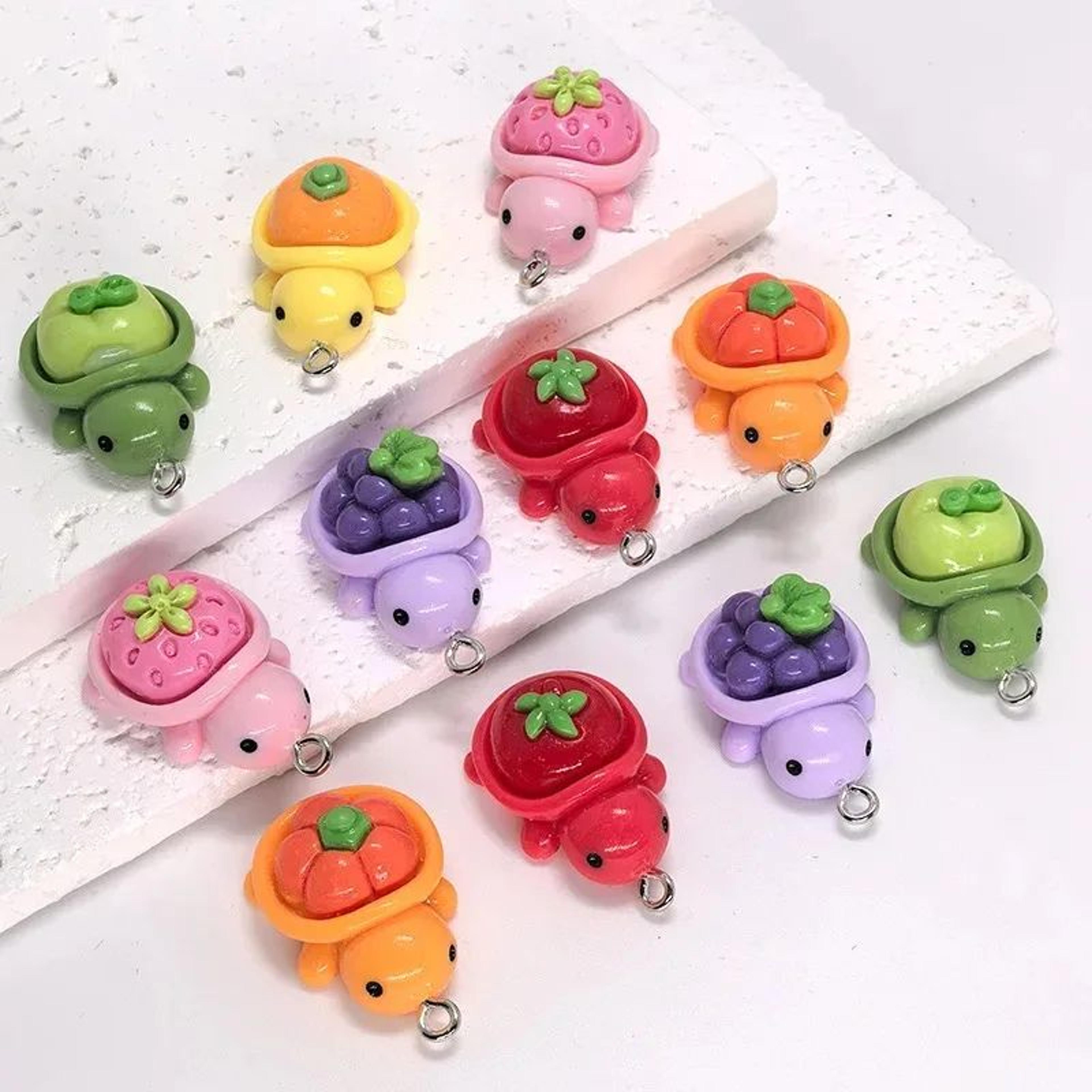10Piece Kawaii Fruit Turtle Resin Charms For DIY Jewelry Making 4