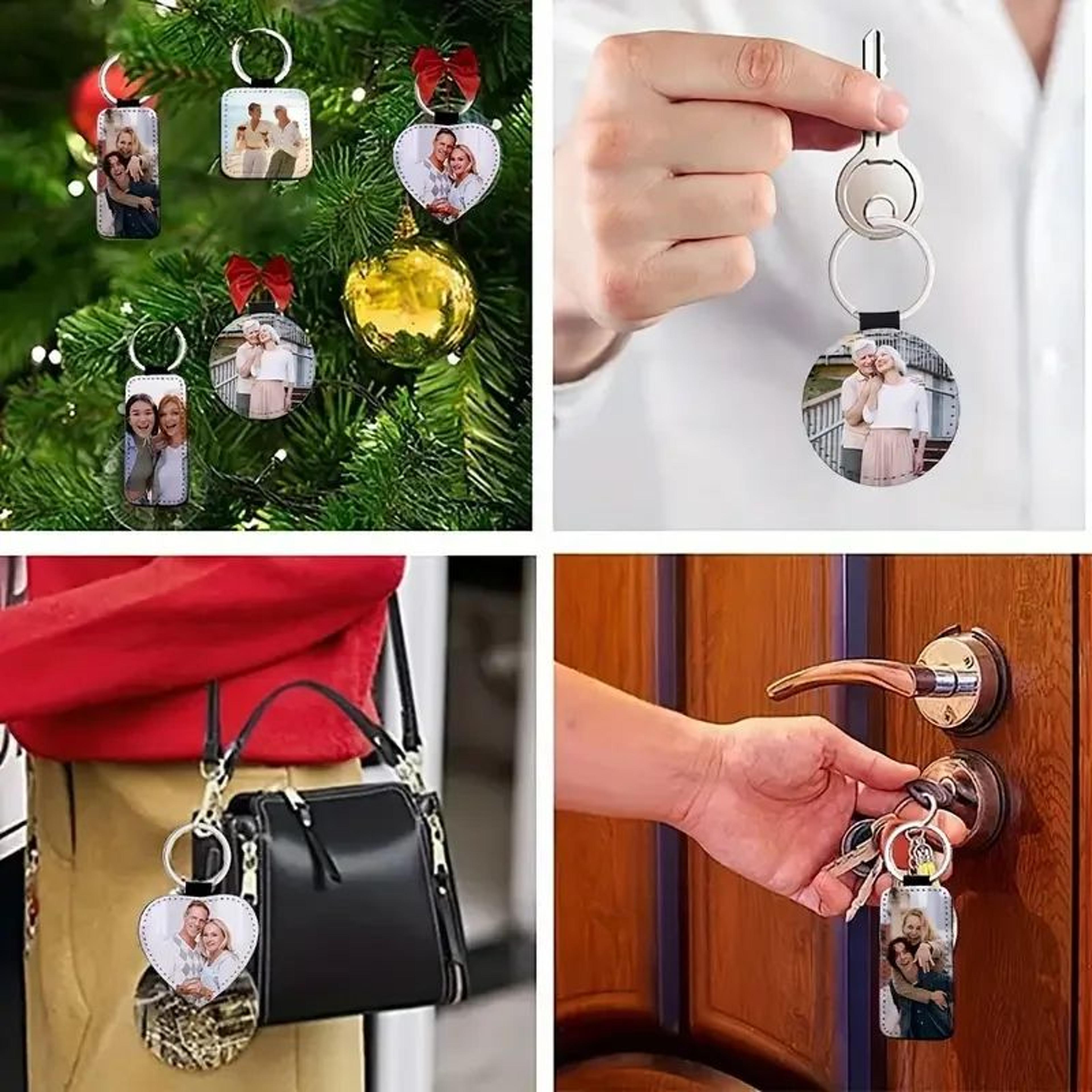Personalized Photo Keychain  Custom PU Leather Memory Keyring 2