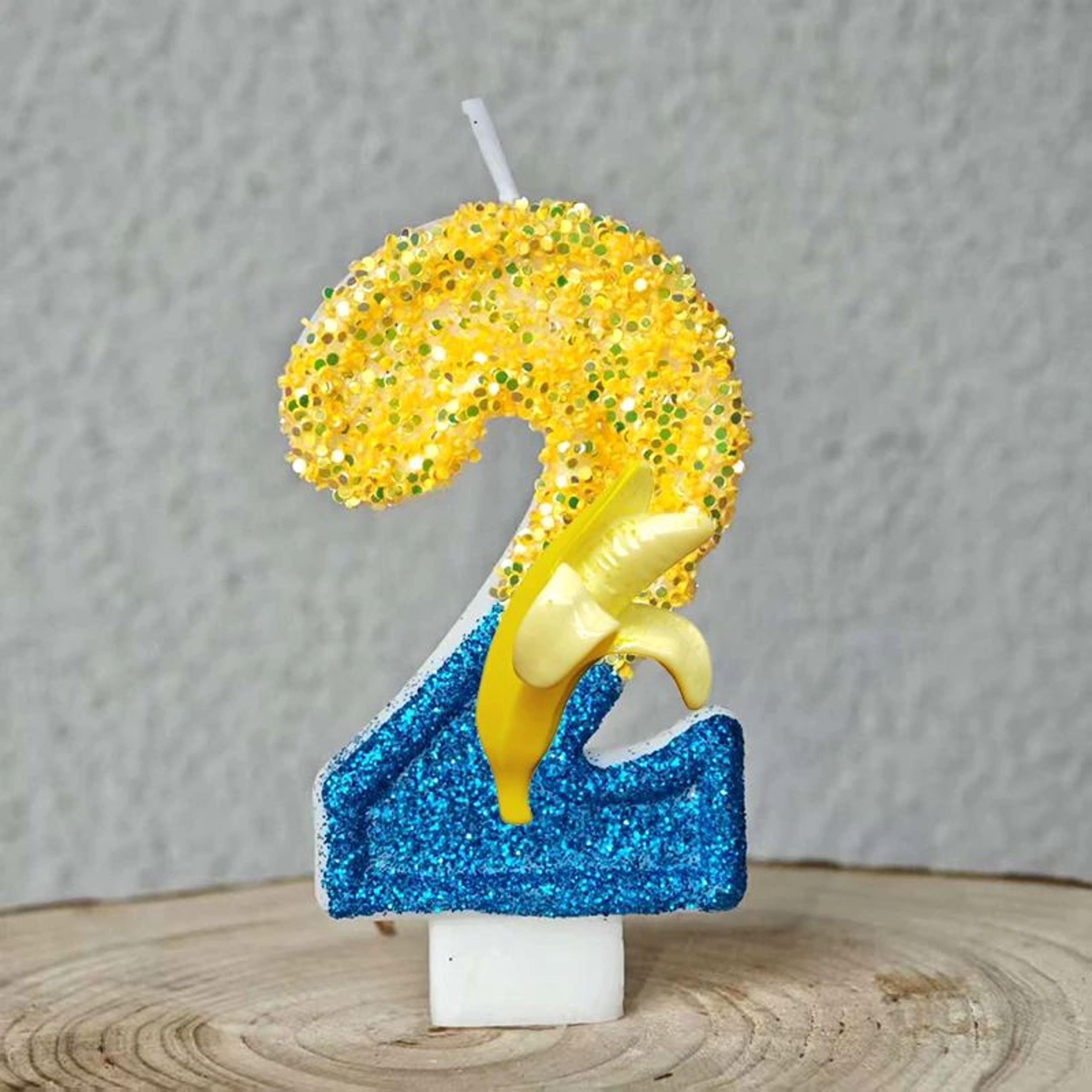 Banana Buddy Number Birthday Candle Cake Topper 3