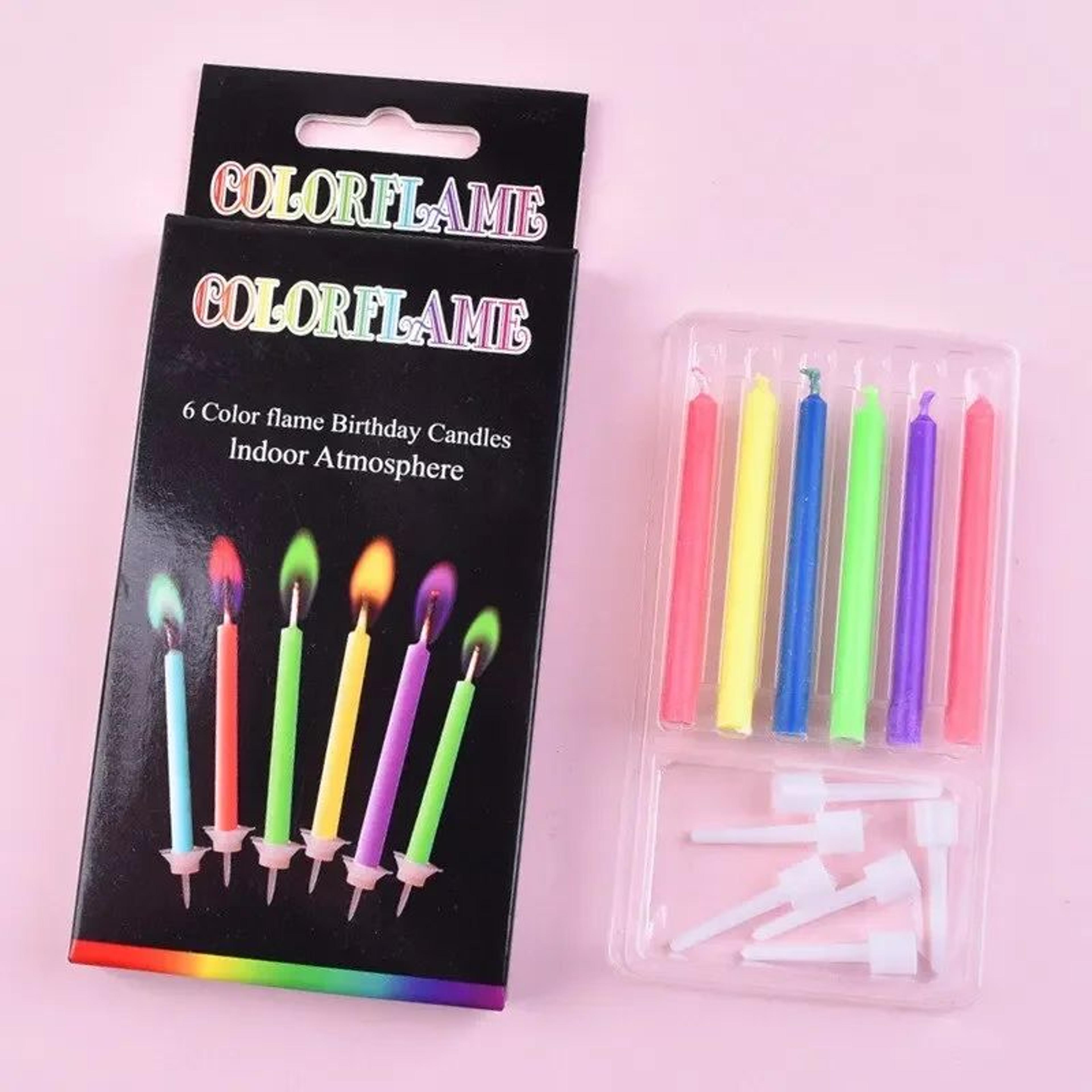 ColorGlow Colored Flame Birthday Candles For Cakes  Party Decorations 6