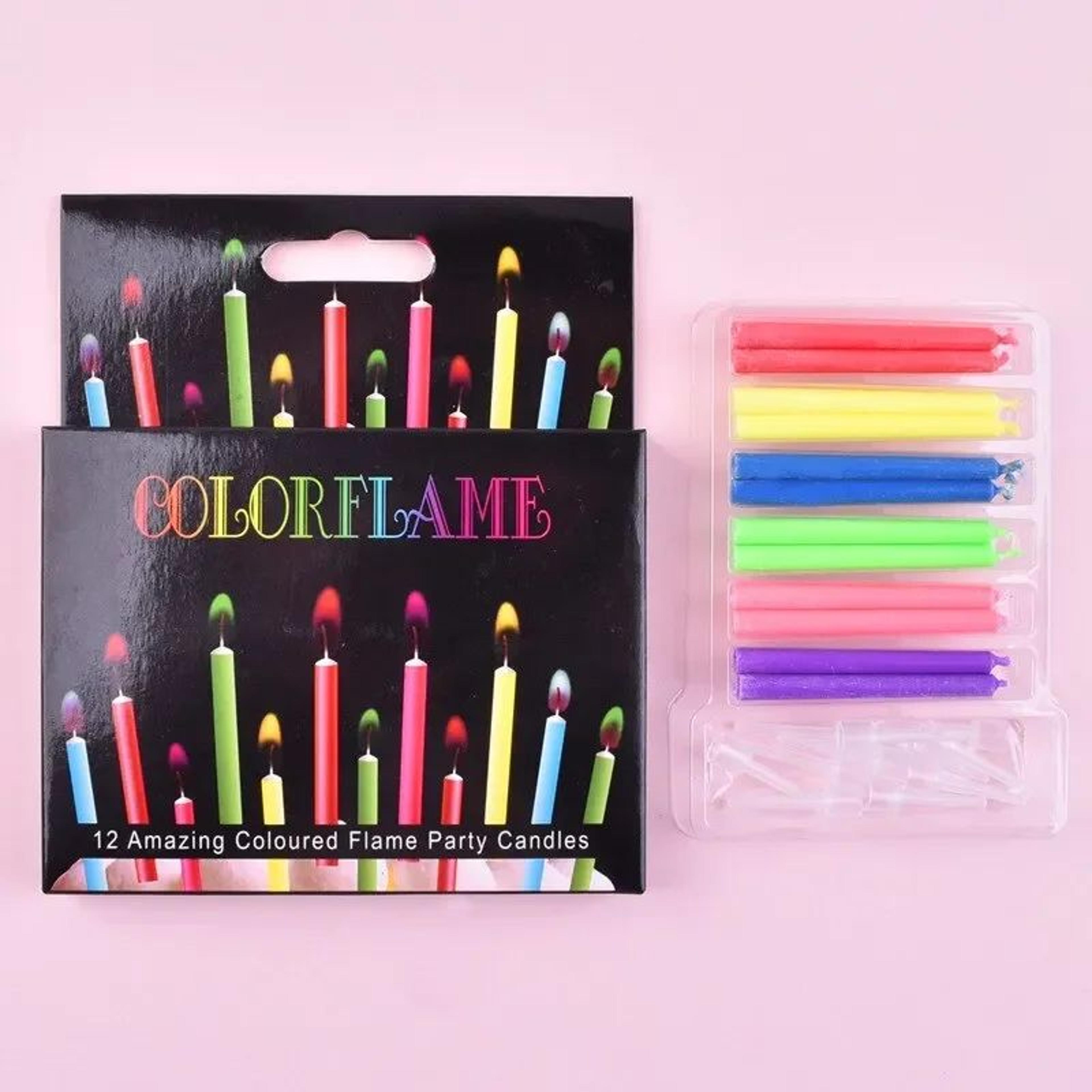 ColorGlow Colored Flame Birthday Candles For Cakes  Party Decorations 7