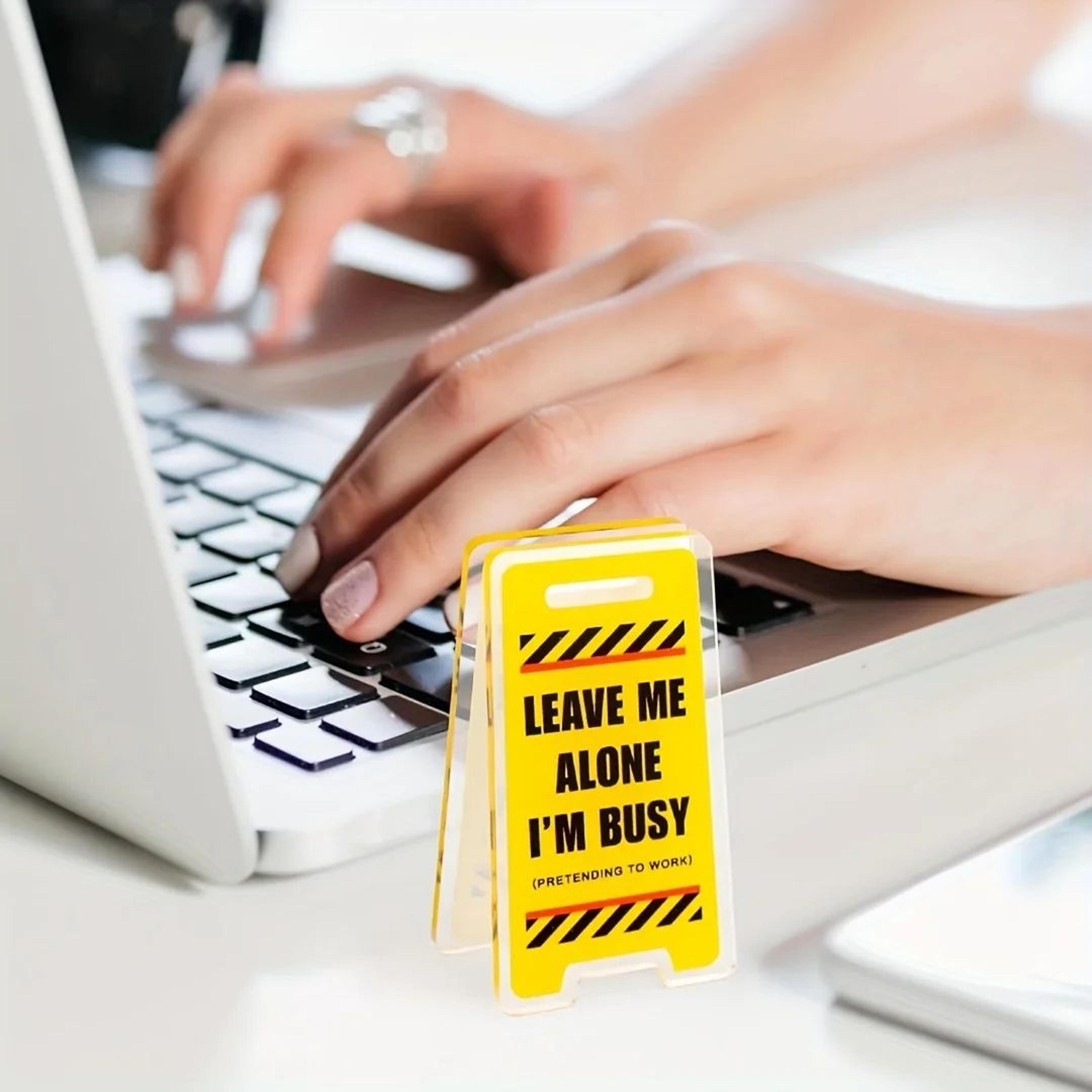 leave me alone i'm busy acrylic desk sign – funny office decor and coworker gift