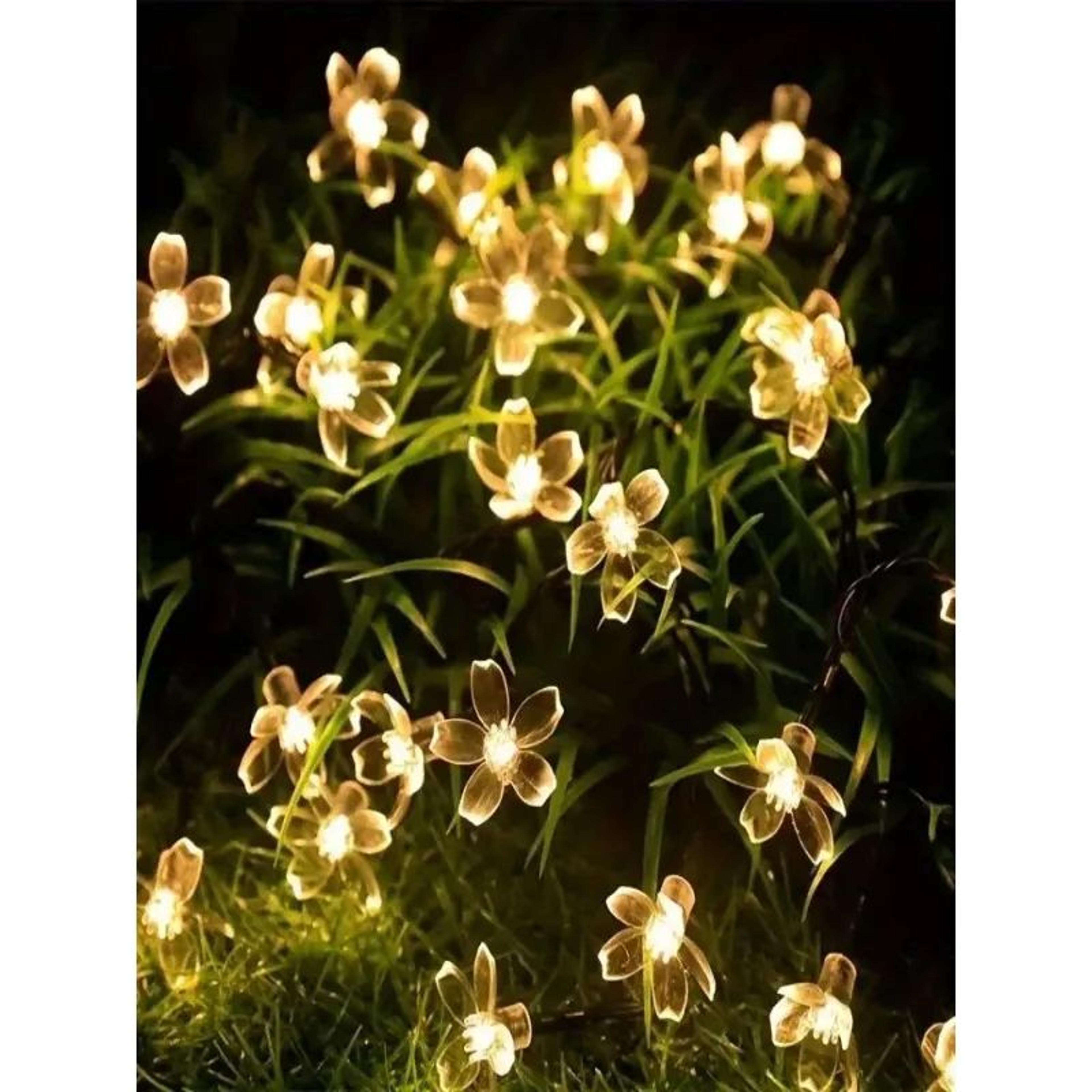 SakuraGlow Solar Cherry Blossom String Lights  30 LED Waterproof Garden Lights 4