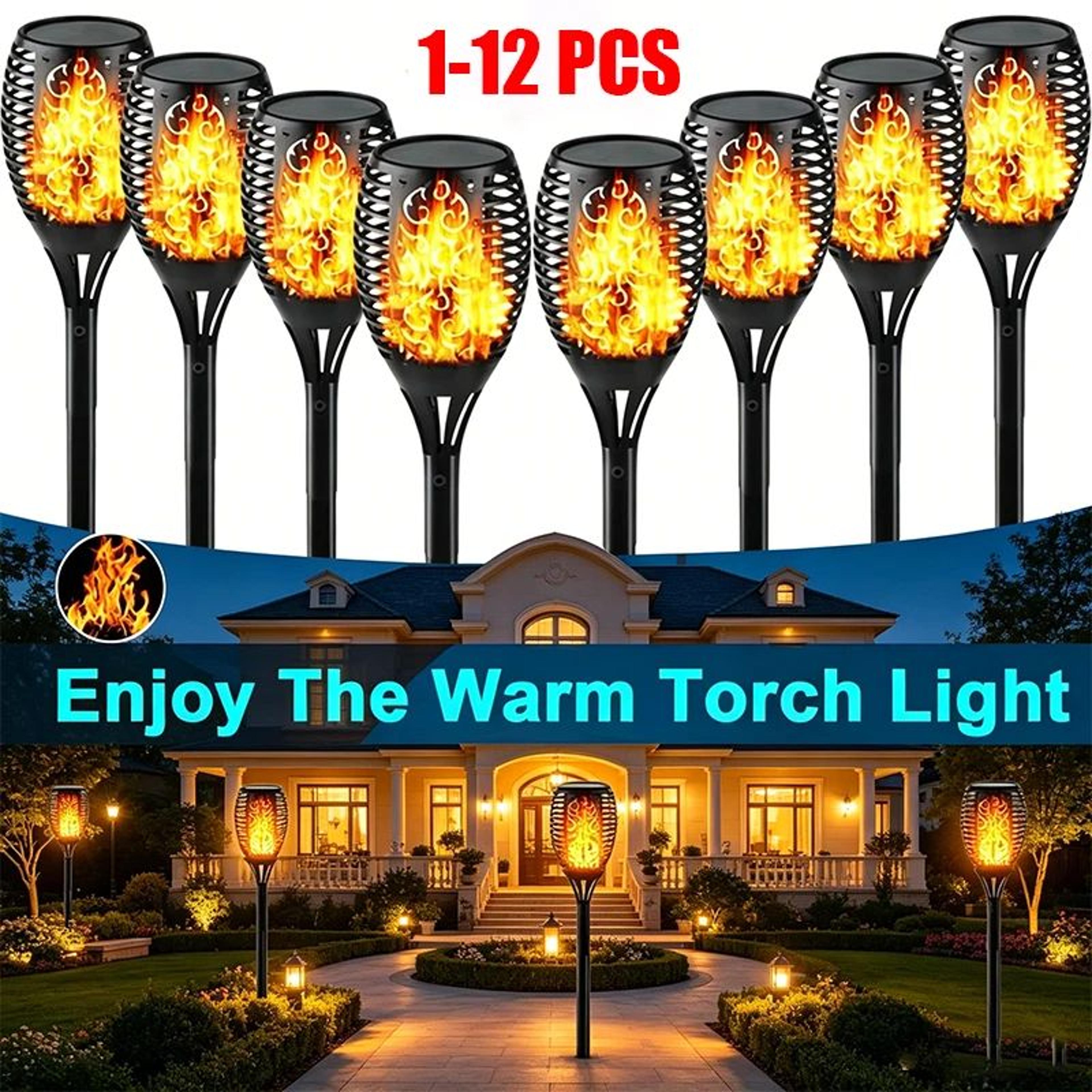 SolarGlow Flickering Flame Solar Torch Lights For Garden And Pathways 0