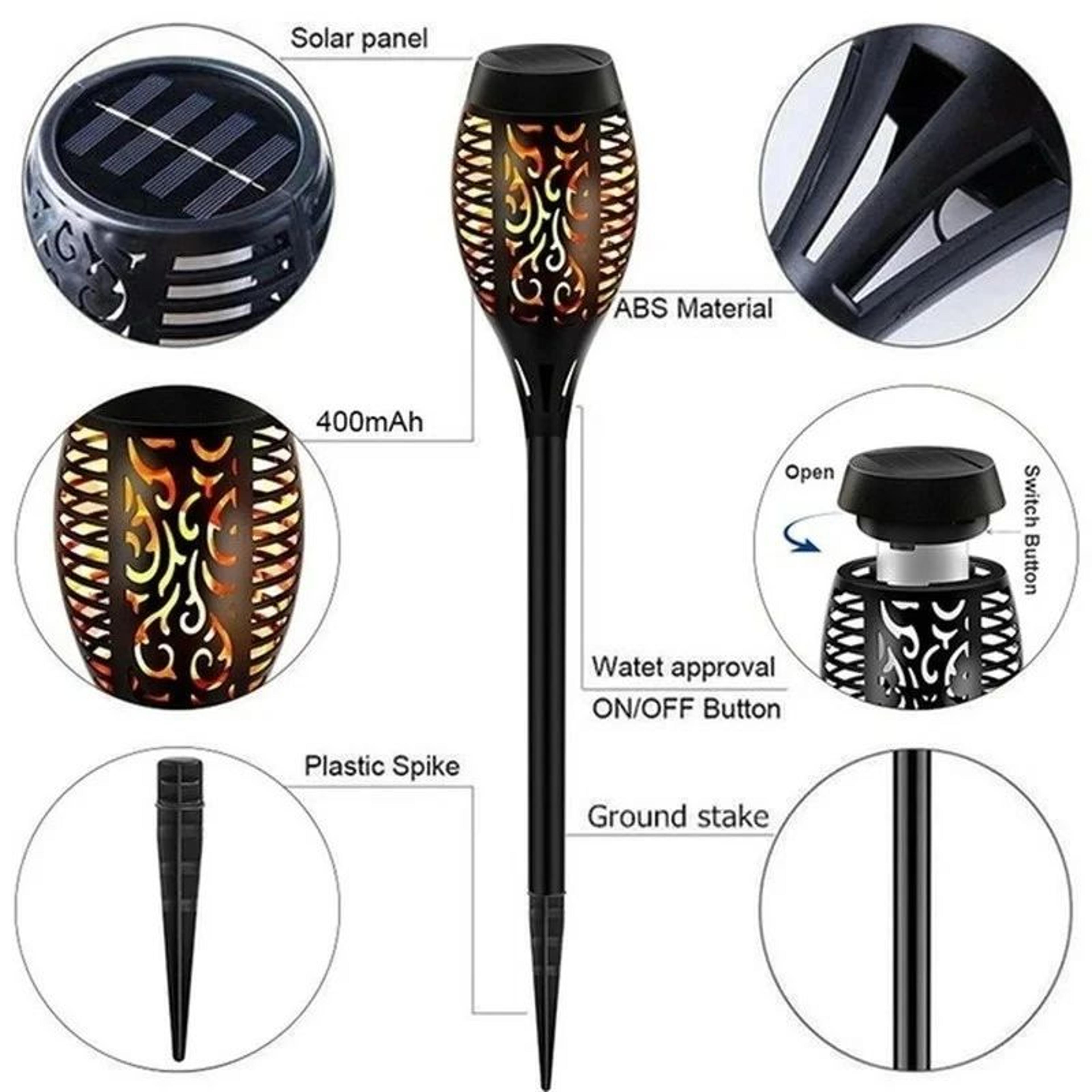 SolarGlow Flickering Flame Solar Torch Lights For Garden And Pathways 3