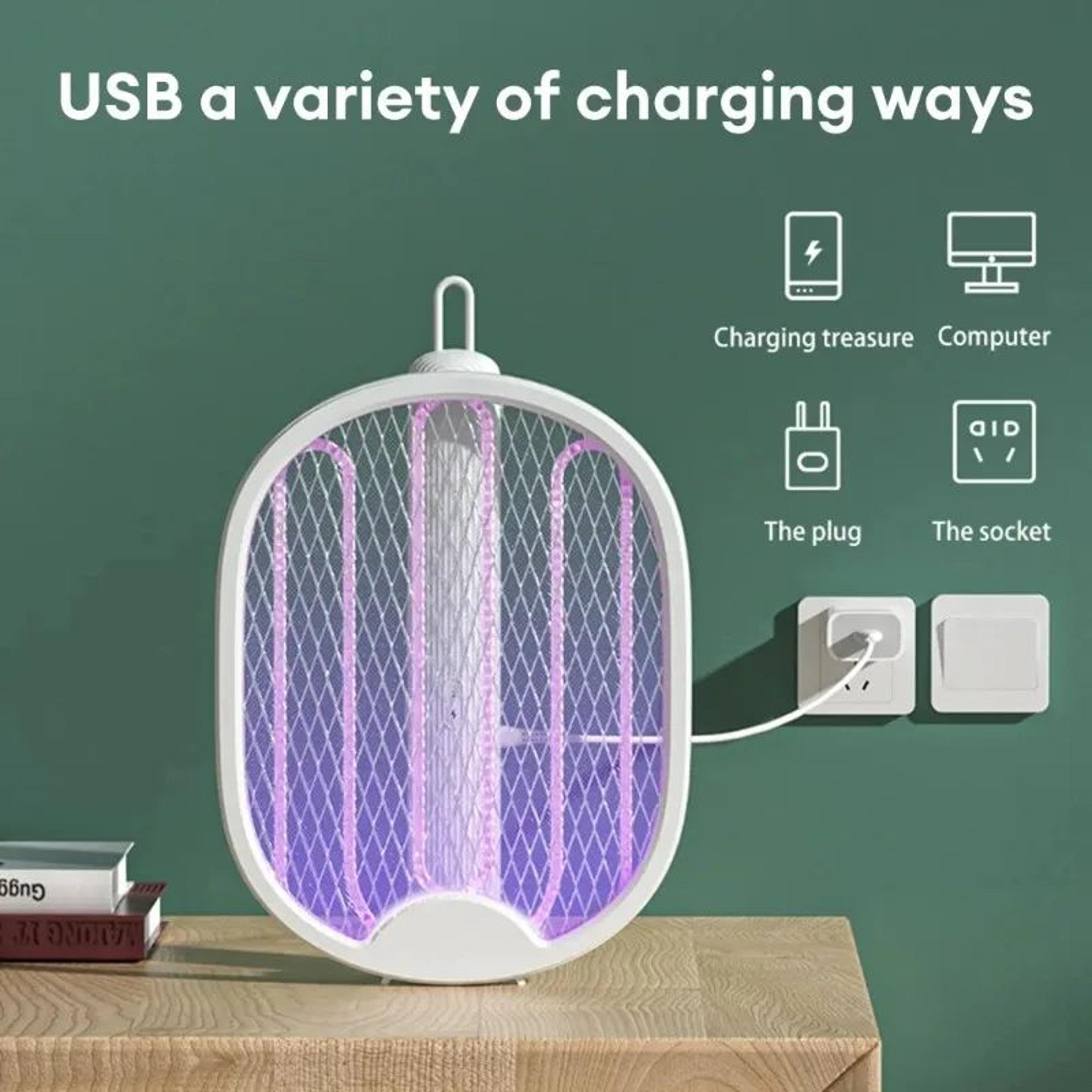 FoldAway 3000V Electric Mosquito Swatter With UV Bug Zapper 2