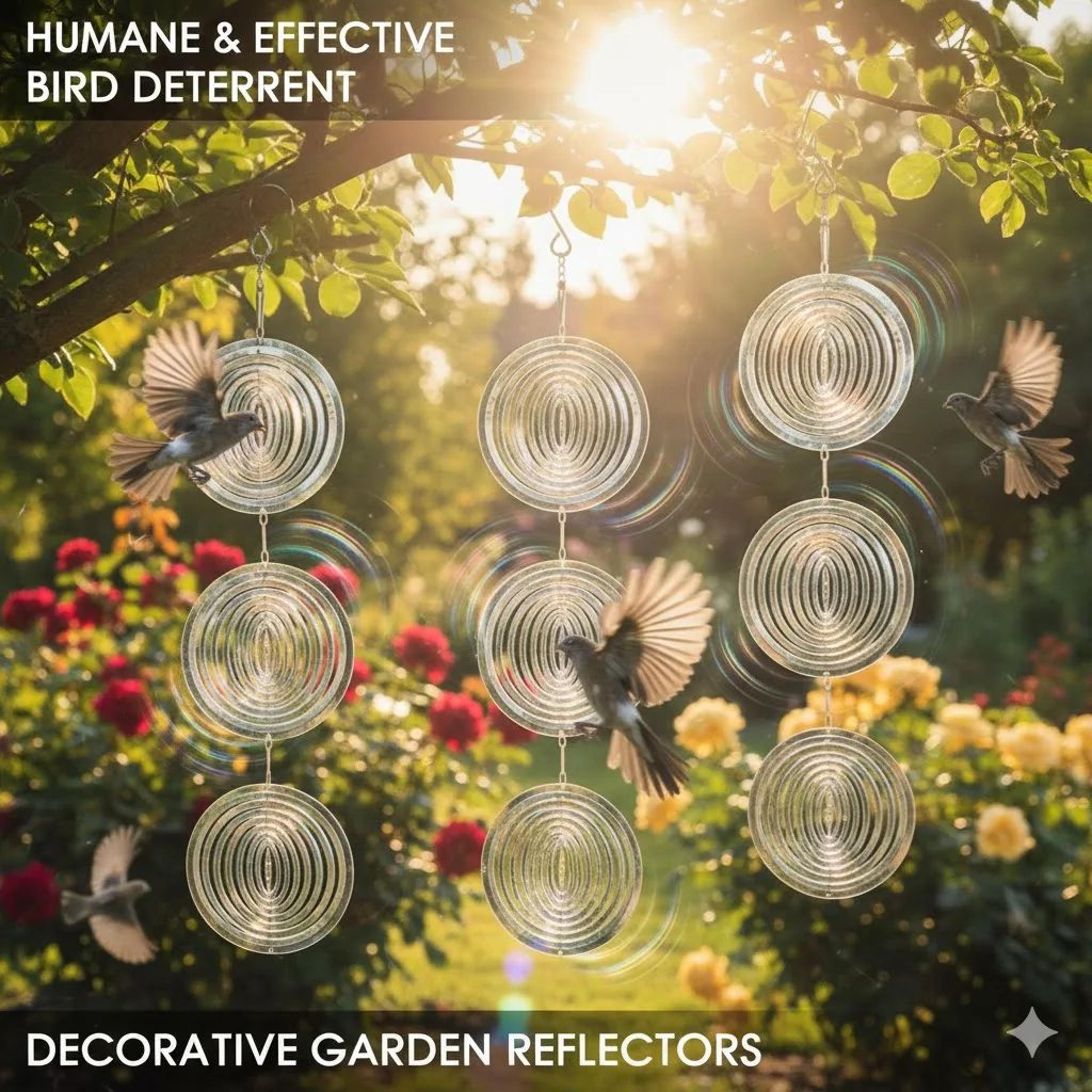 Reflective Bird Deterrent Discs For Gardens And Patios 0