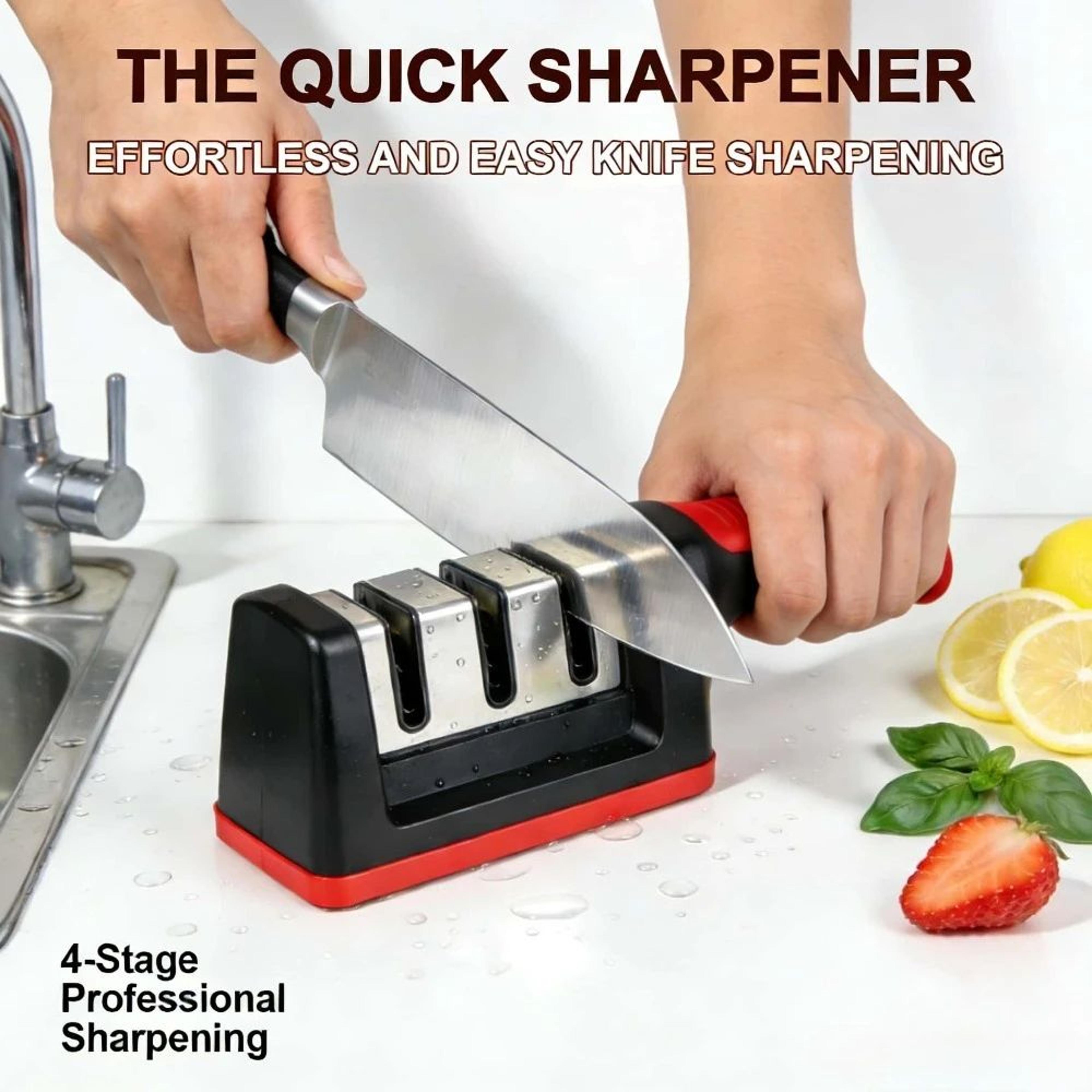 4Stage Knife Sharpener And Scissors Sharpener With Ergonomic Handle 0