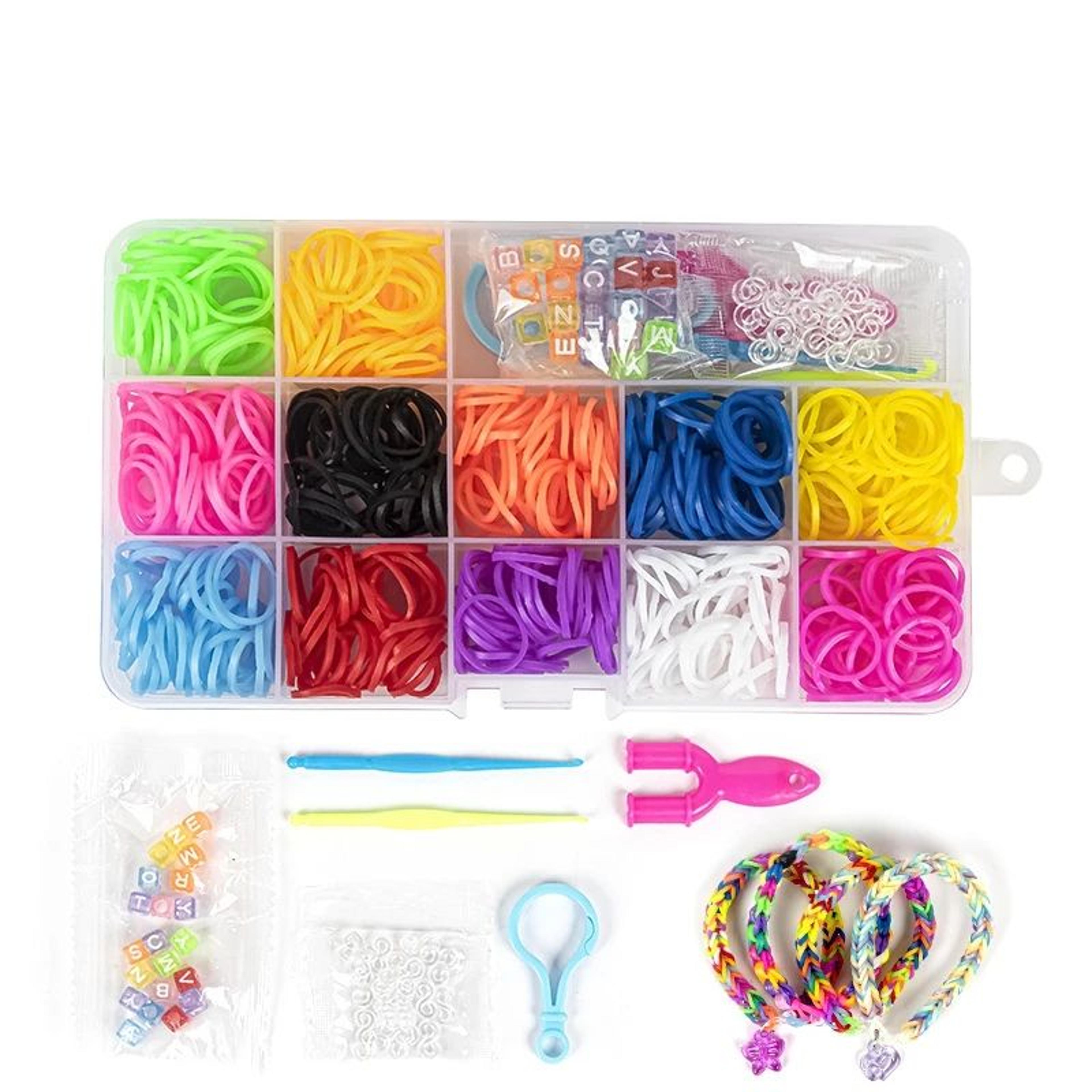 Creative Loom Bracelet Making Kit With Colorful Rubber Bands And Organizer 10
