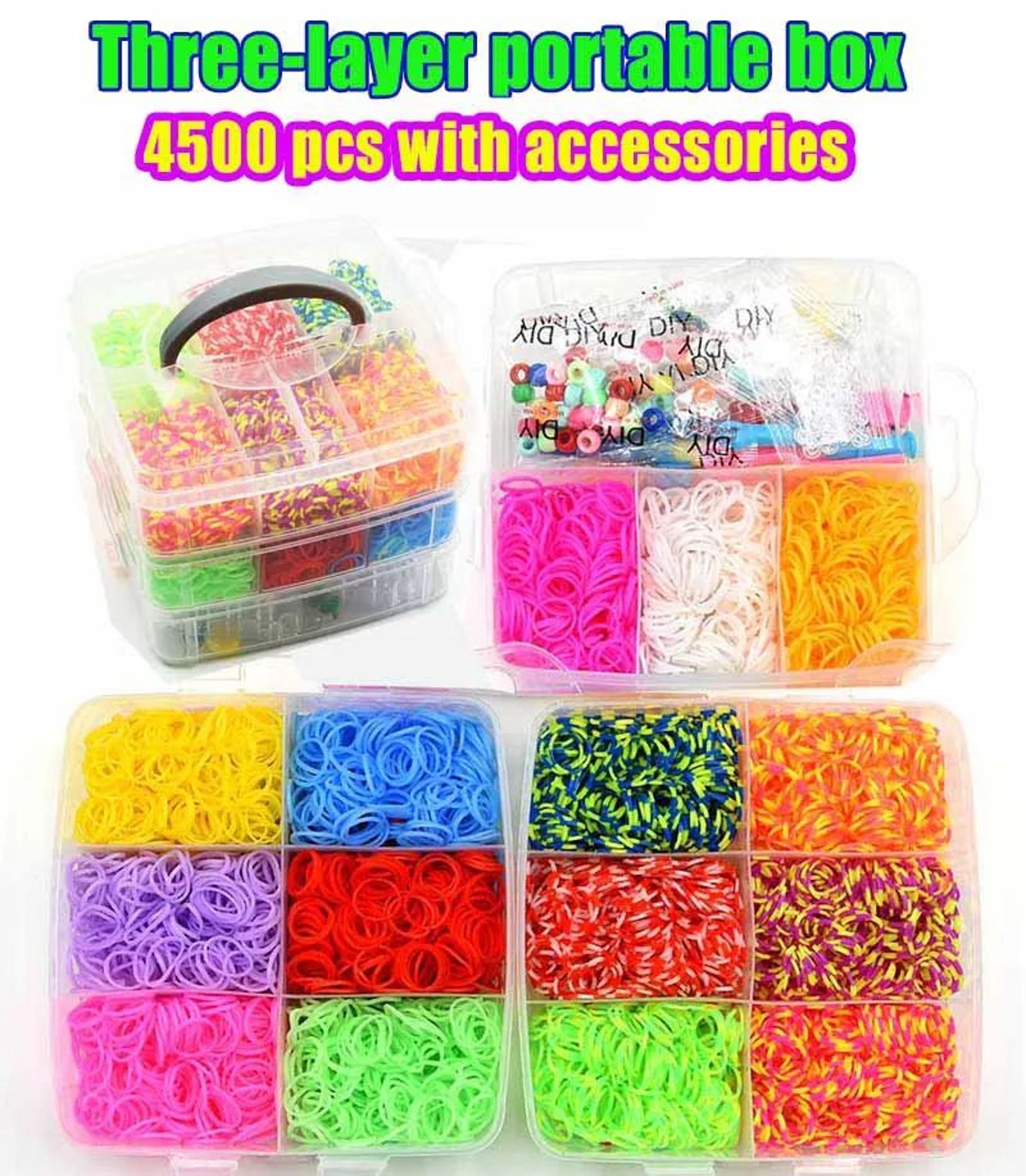 450015000Pcs Rainbow Loom Bands Bracelet Making Kit With Organizer Box 7