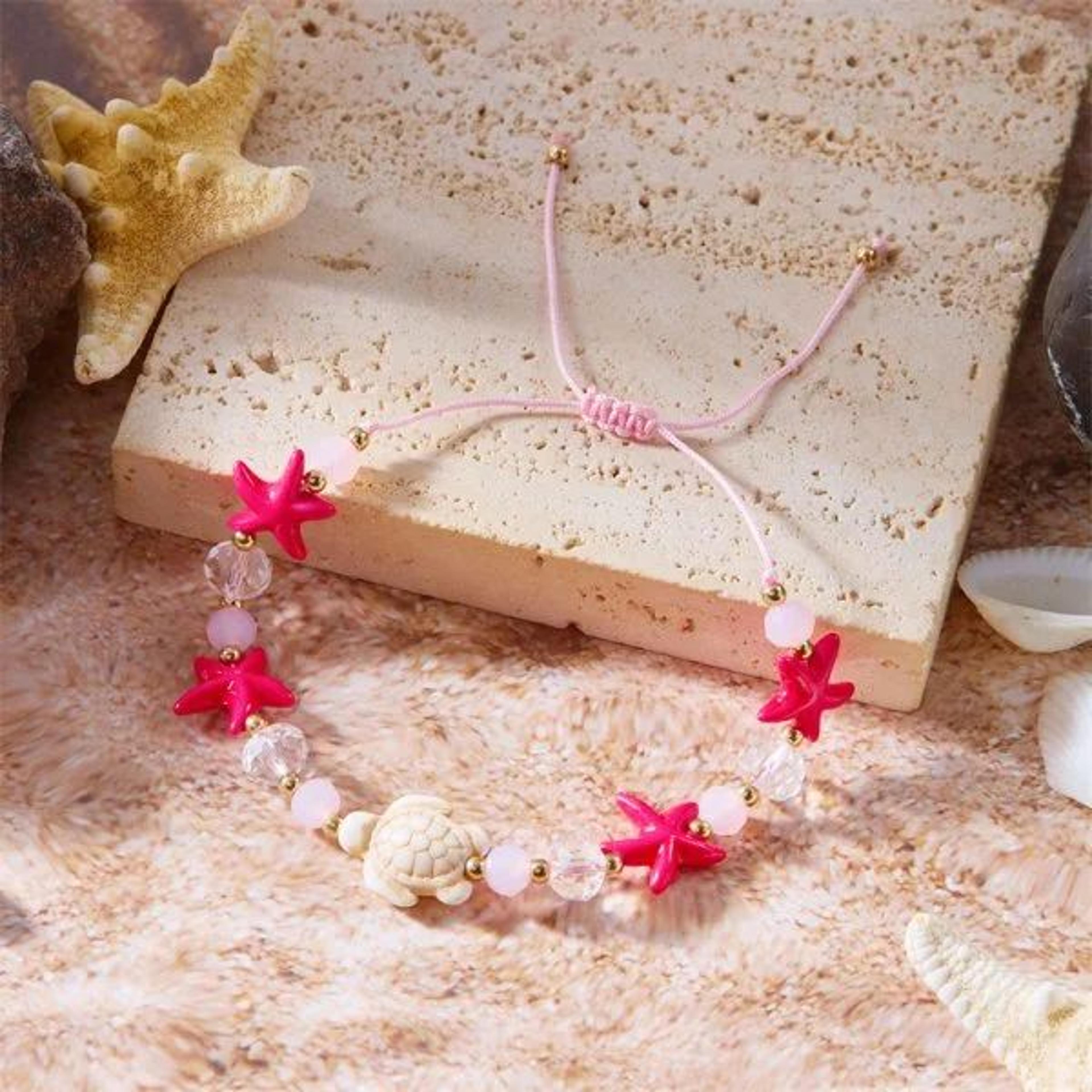 Boho Shell Starfish Turtle Woven Beach Bracelet 3