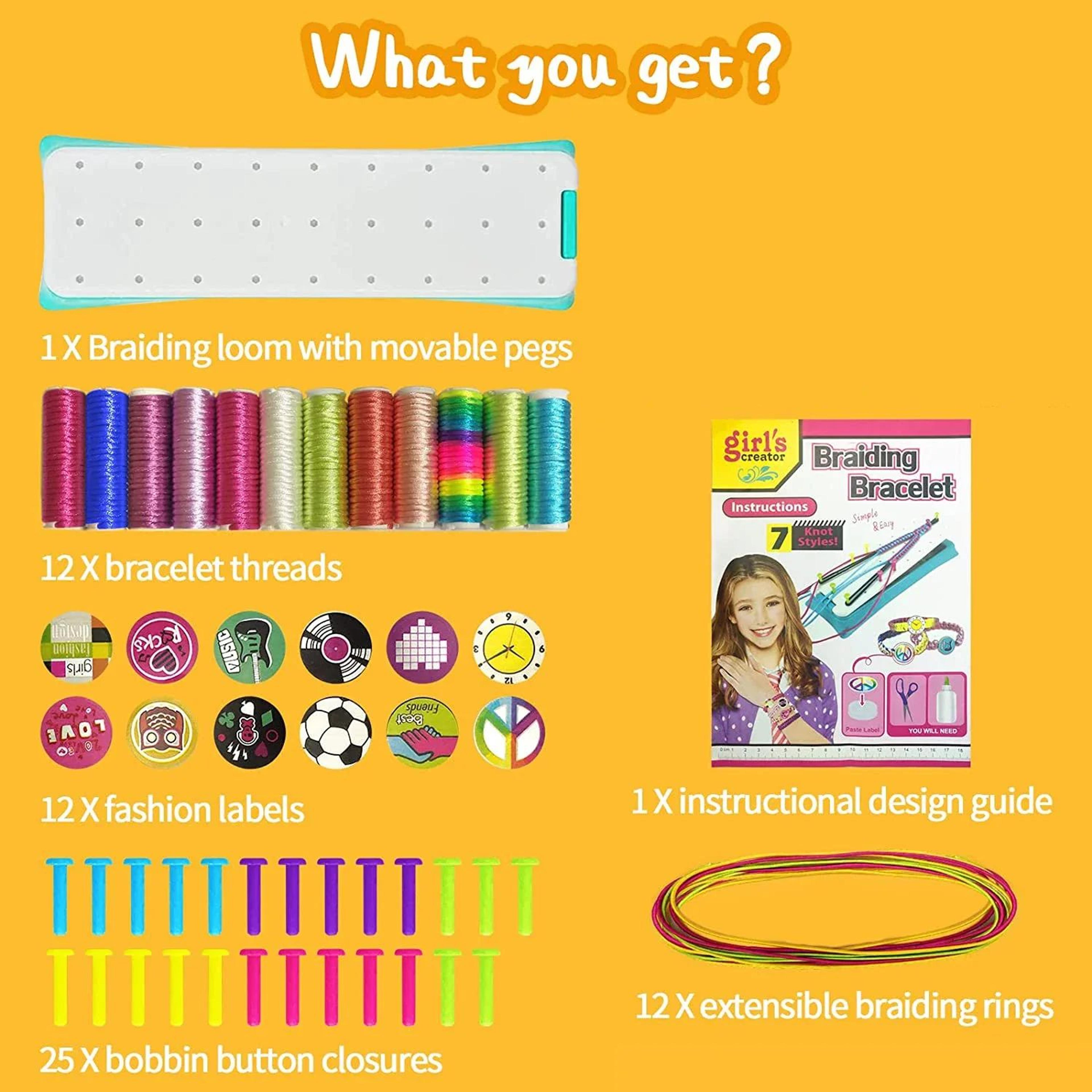 DIY Friendship Bracelet Making Kit With Braiding Loom For Kids 4