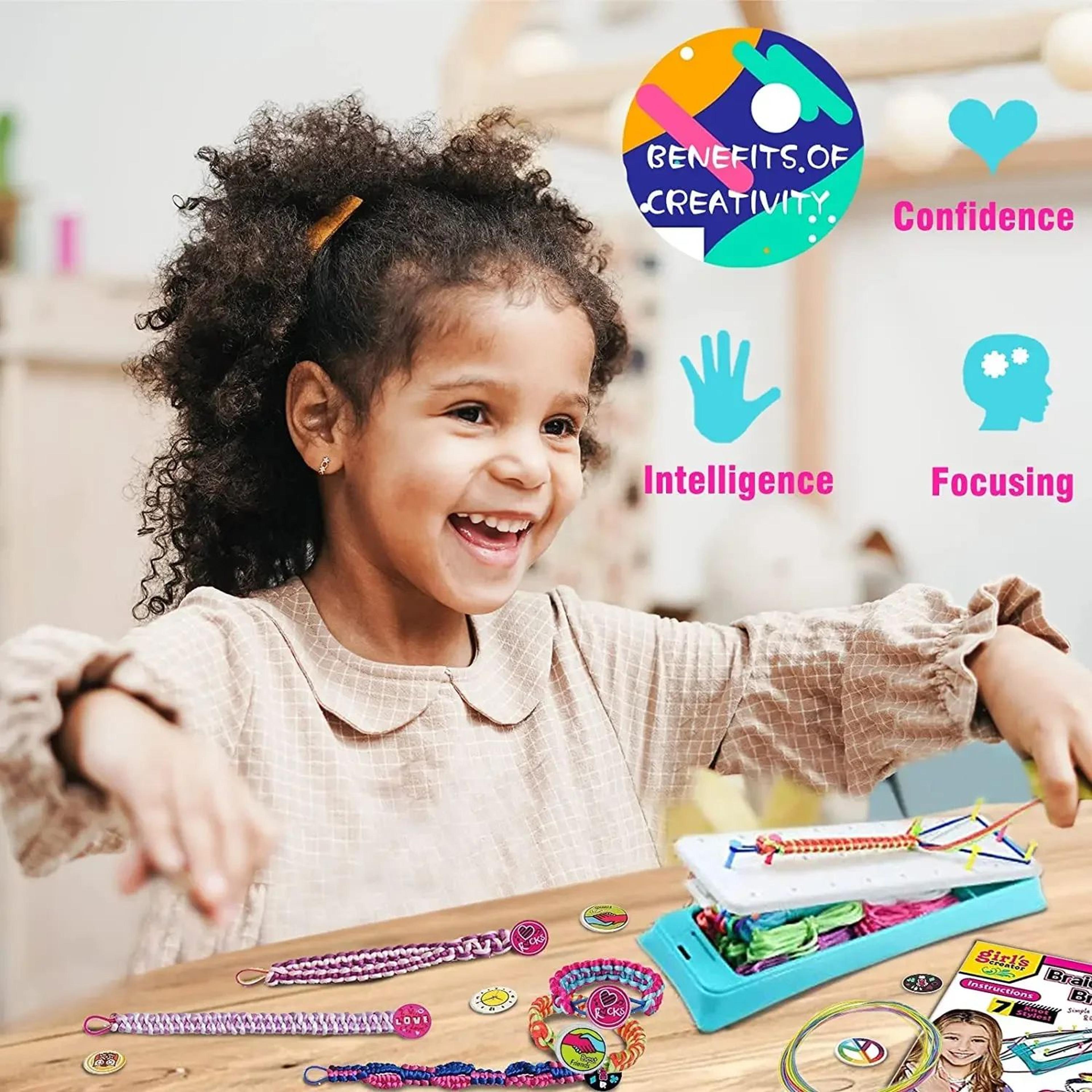 DIY Friendship Bracelet Making Kit With Braiding Loom For Kids 5