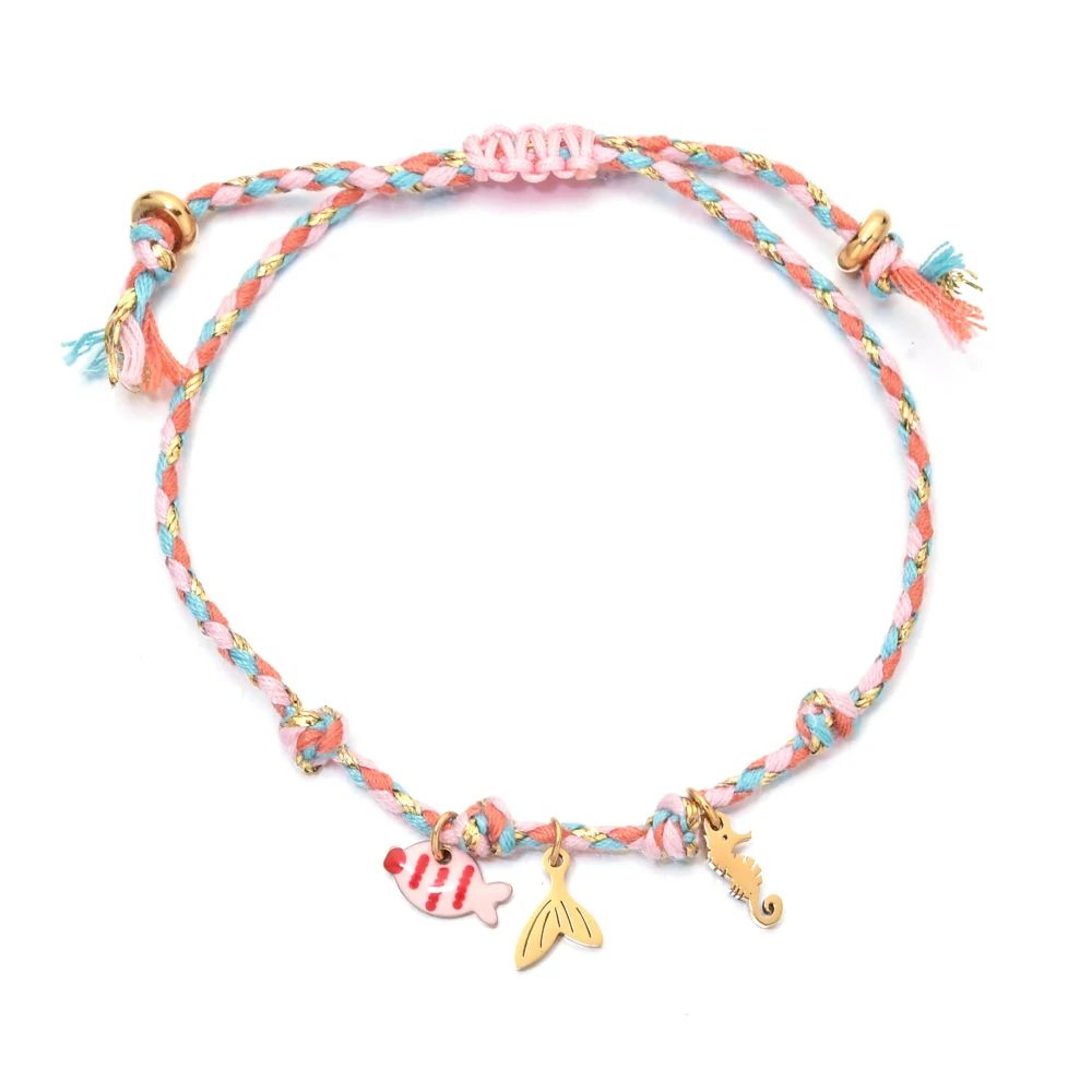 Handmade Ocean Charm Braided Bracelet With Starfish Shell And Fish Pendants 7