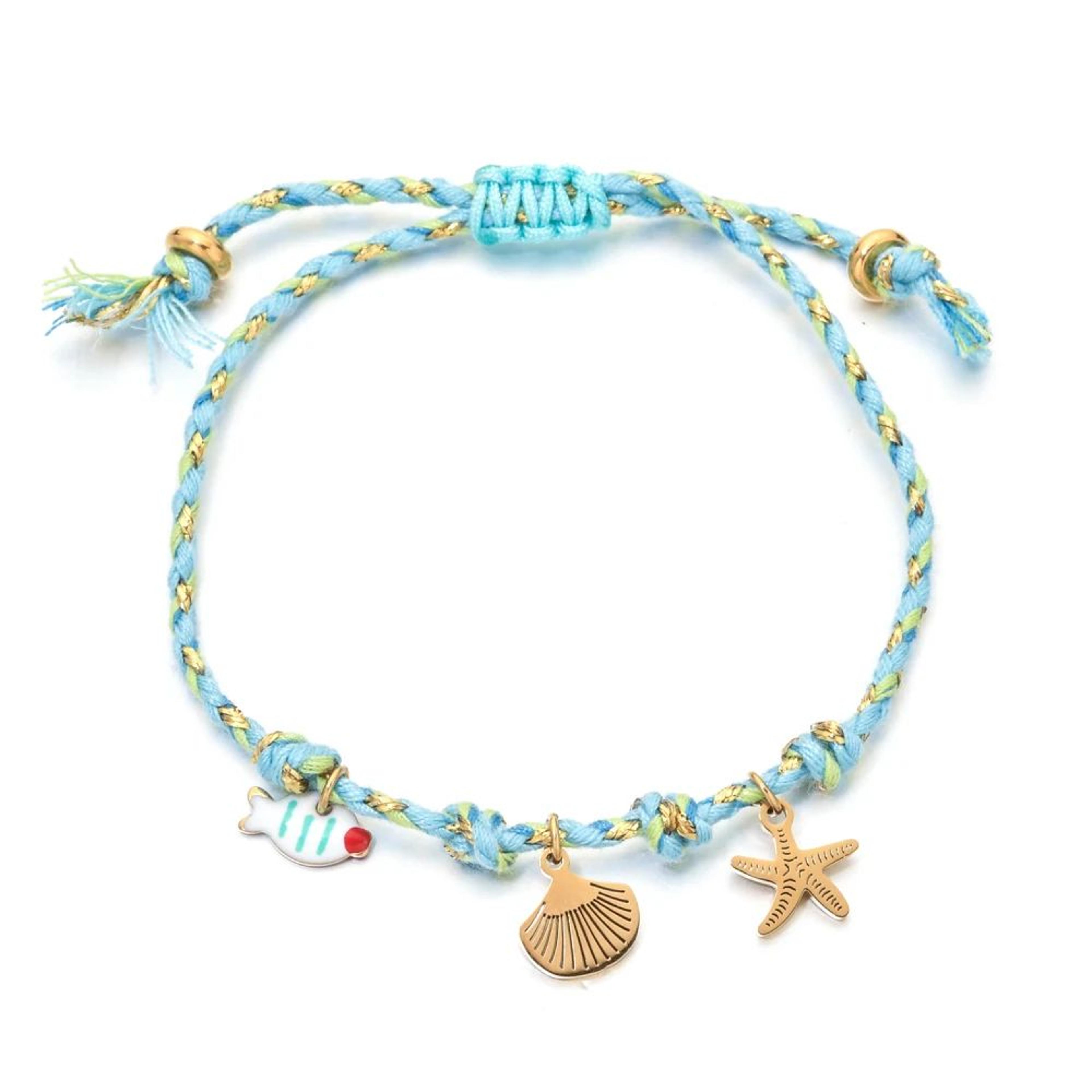 Handmade Ocean Charm Braided Bracelet With Starfish Shell And Fish Pendants 11
