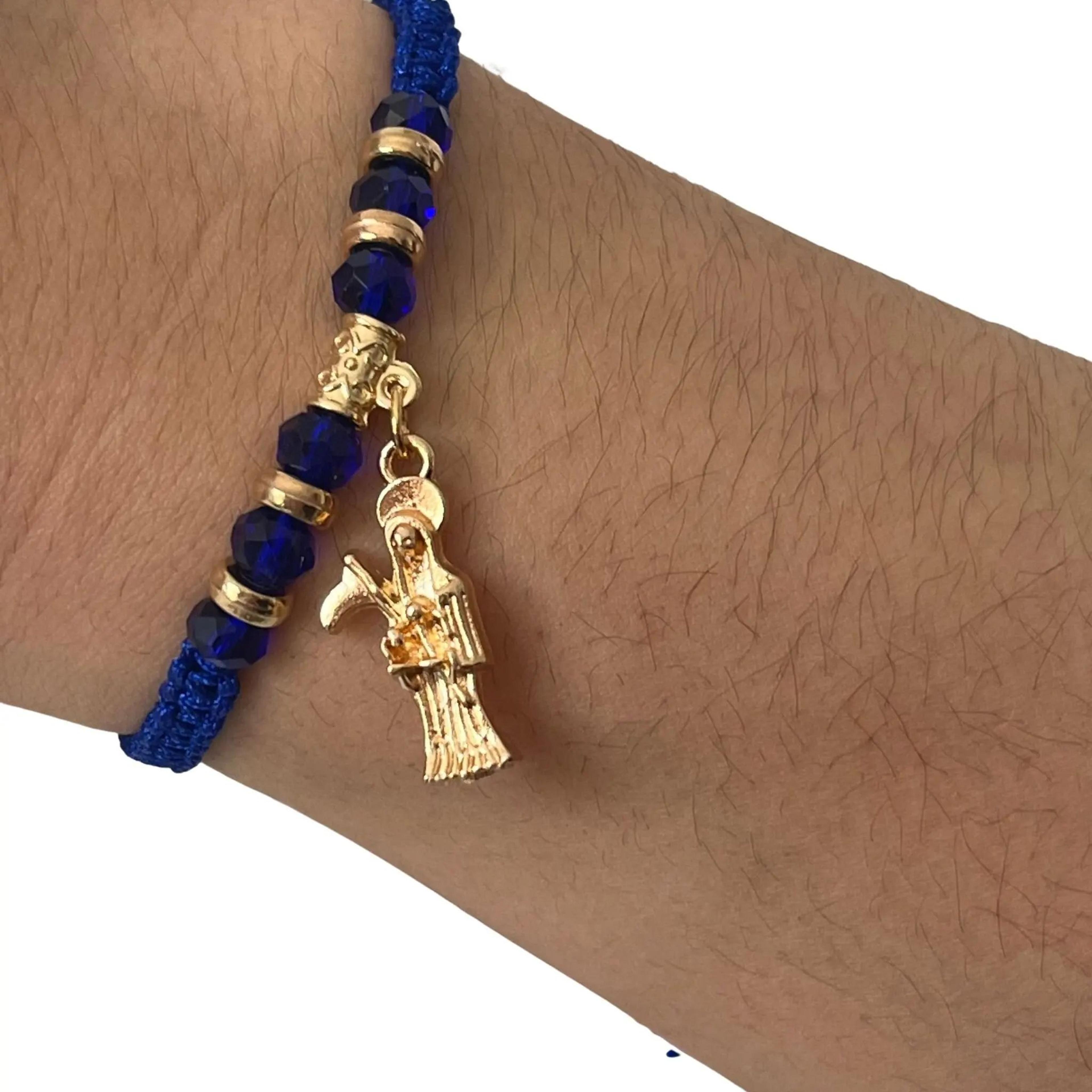 Gold Plated Grim Reaper Adjustable Handmade Rope Bracelet 6