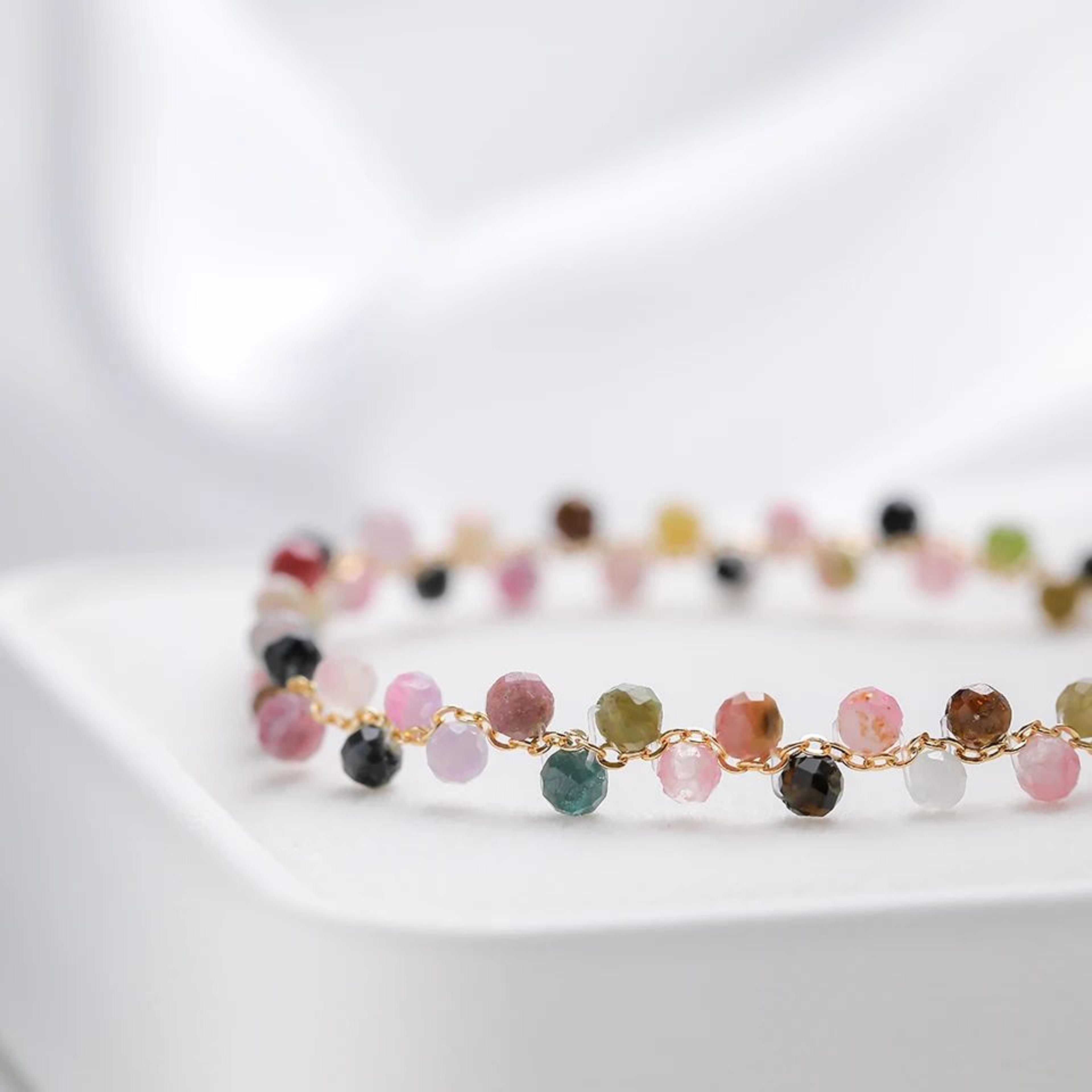 3MM Natural Stone Tourmaline Beaded Bracelet For Women 1