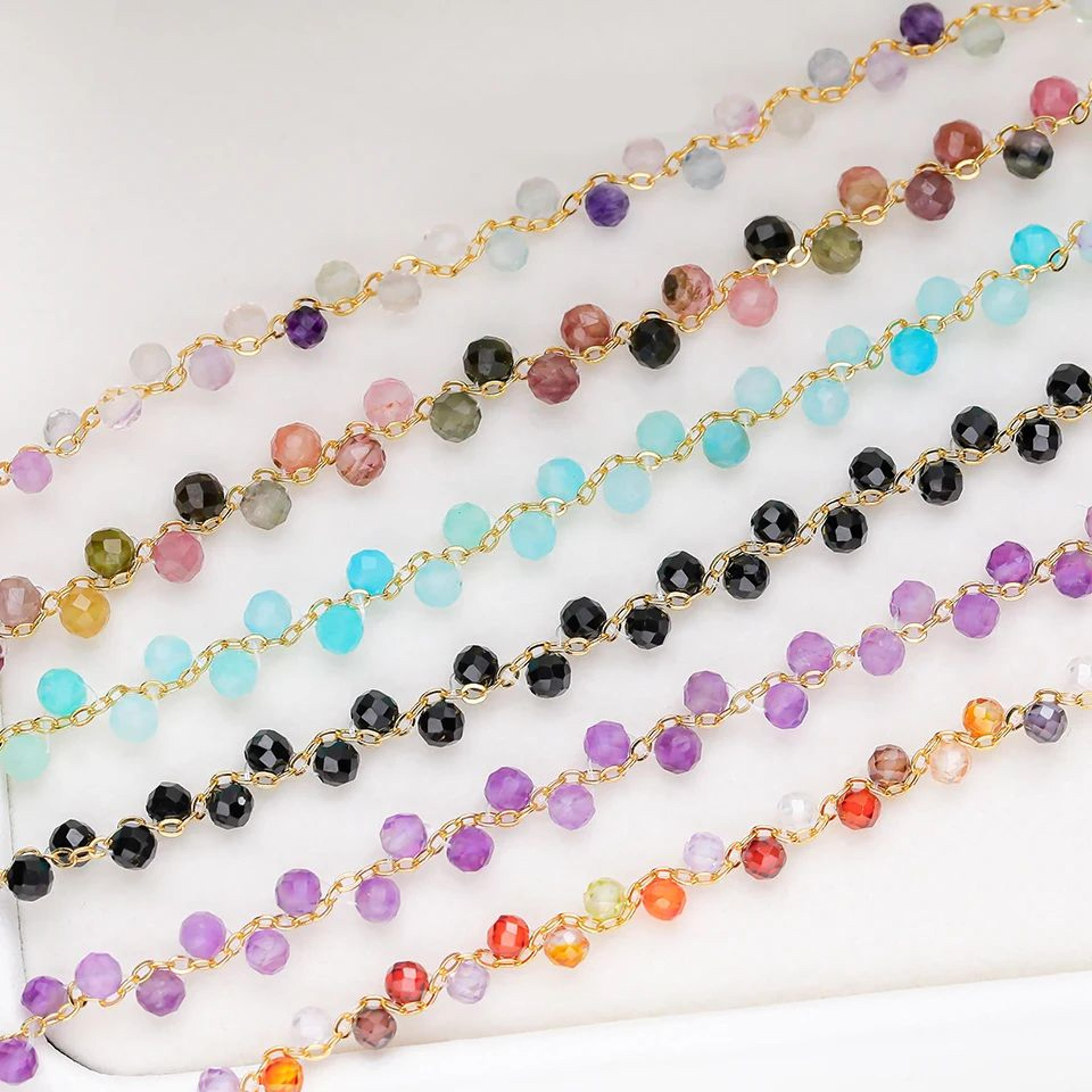 3MM Natural Stone Tourmaline Beaded Bracelet For Women 2