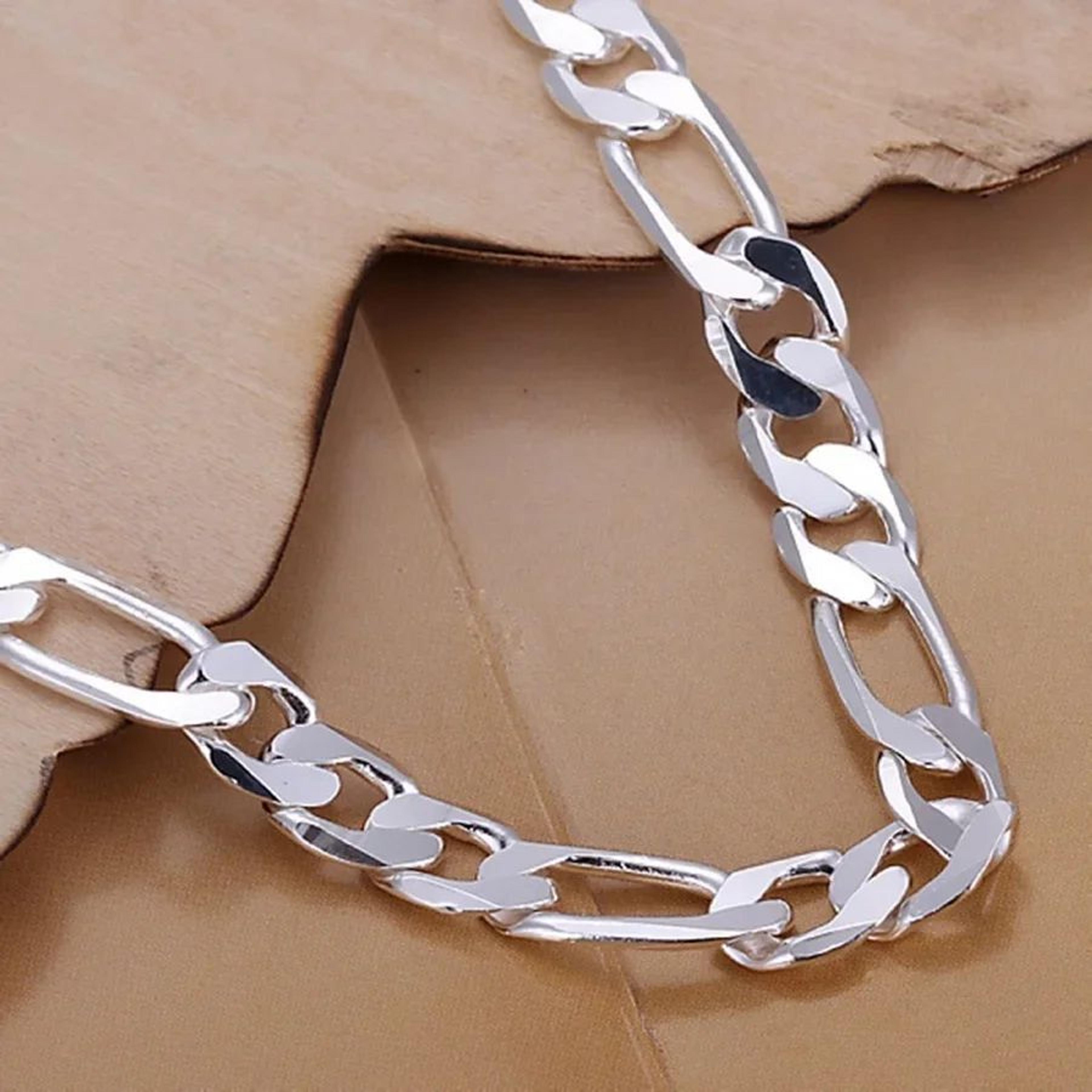 925 Sterling Silver Figaro Chain Bracelet For Men And Women 8 Inch 1