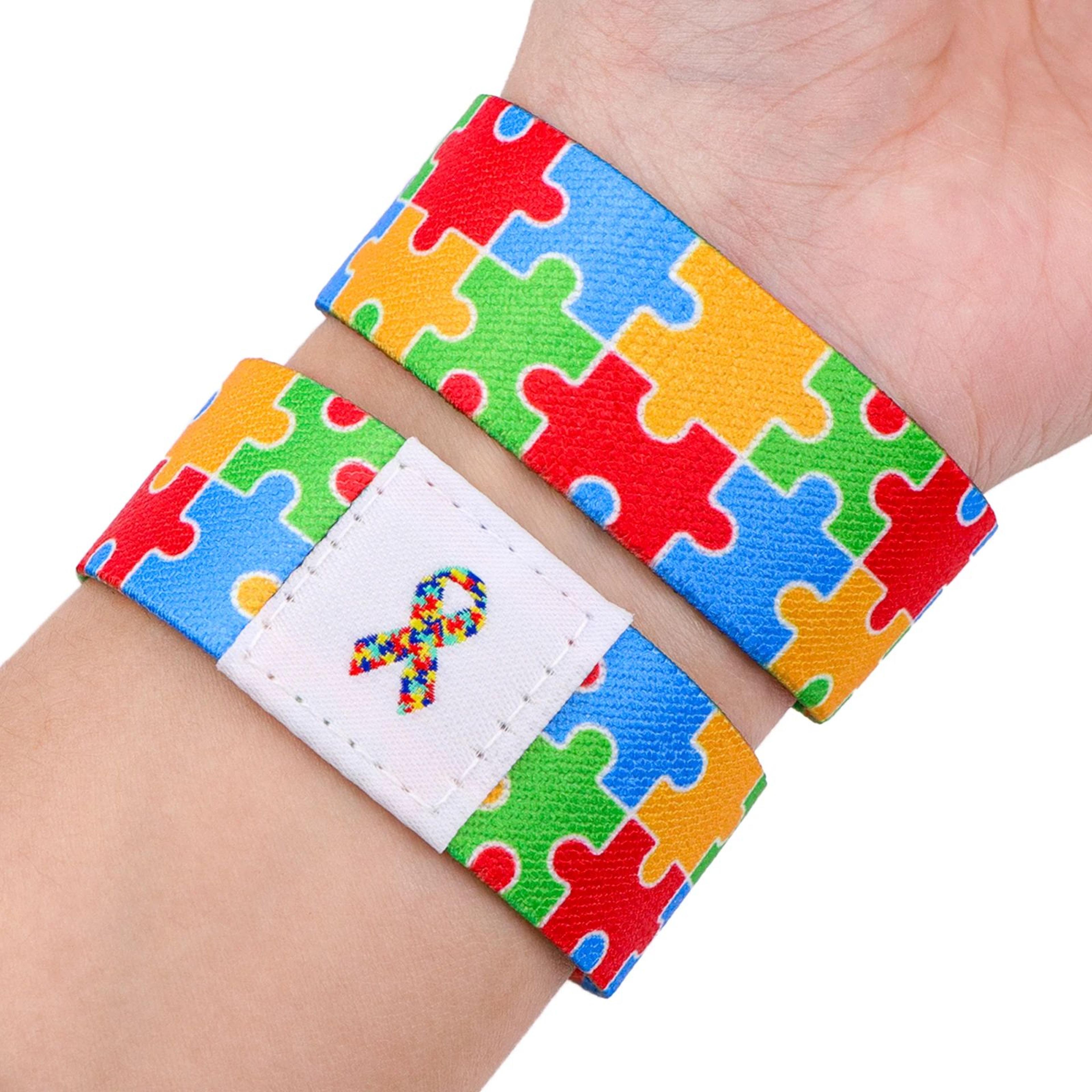 Colorful Autism Awareness Puzzle Stretch Bracelet 4