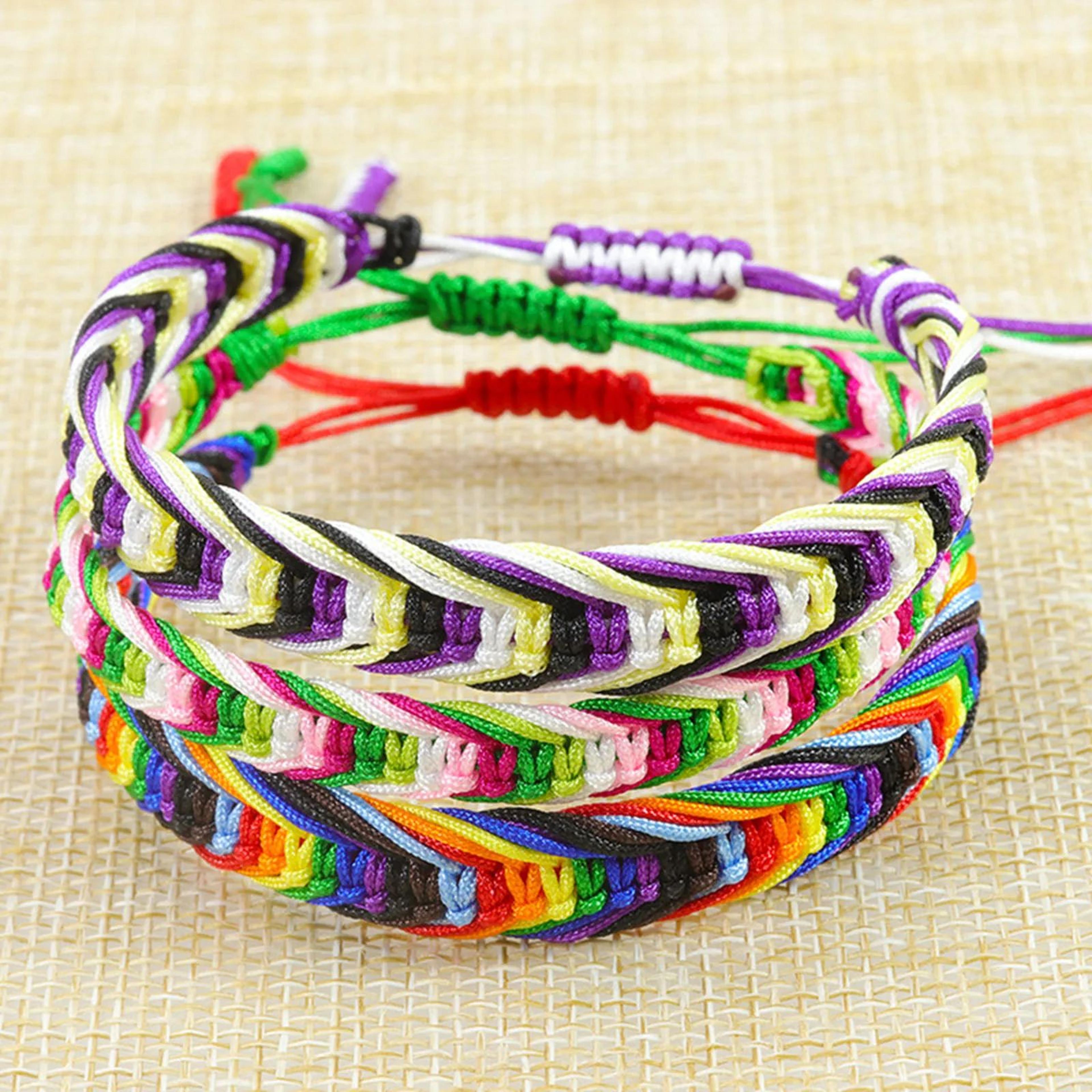 Boho Braided Friendship Bracelet Adjustable Multicolor Woven String Bracelet 1PC 2