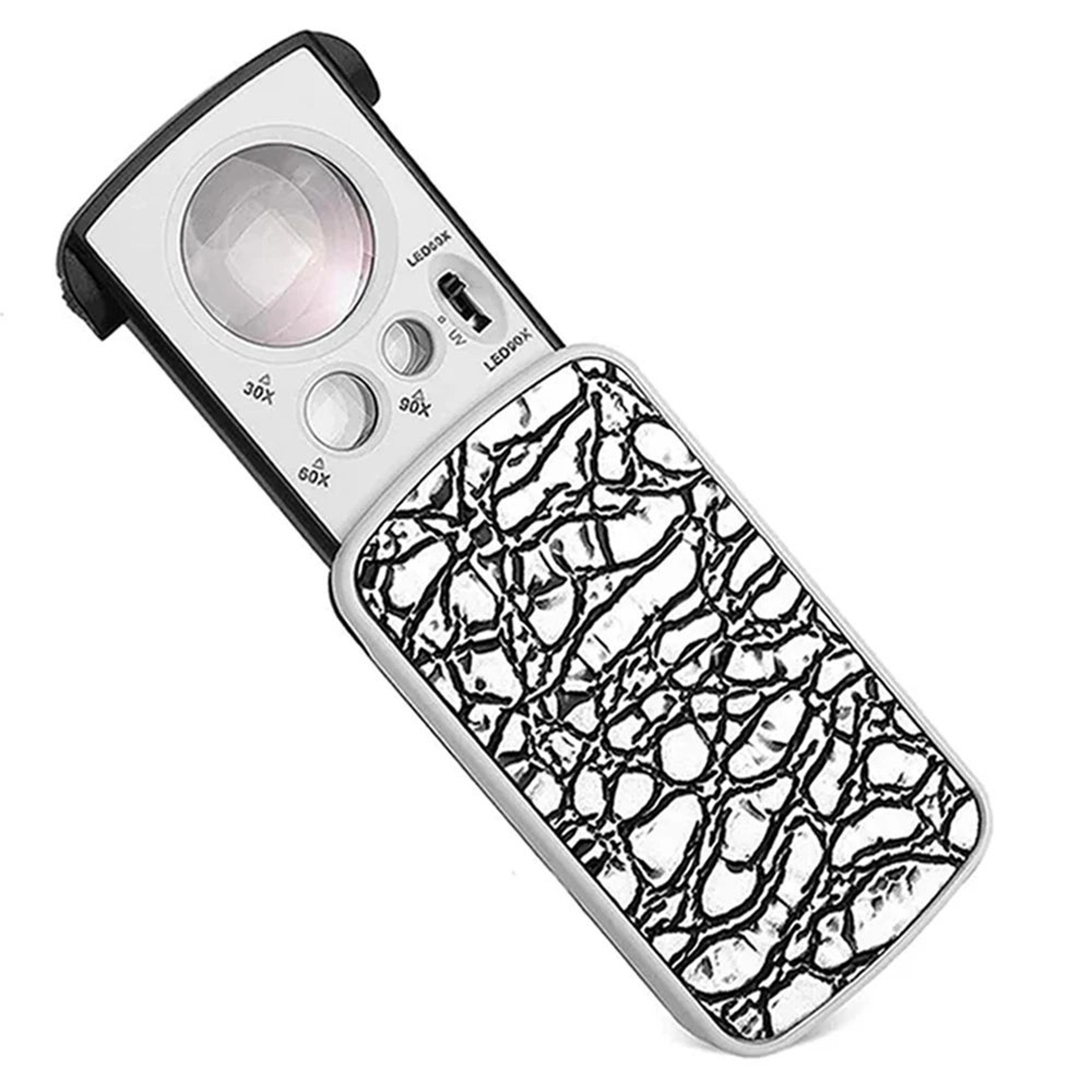 30X60X90X Illuminated Jewelers Loupe Pocket Magnifier With LED  UV Light 7
