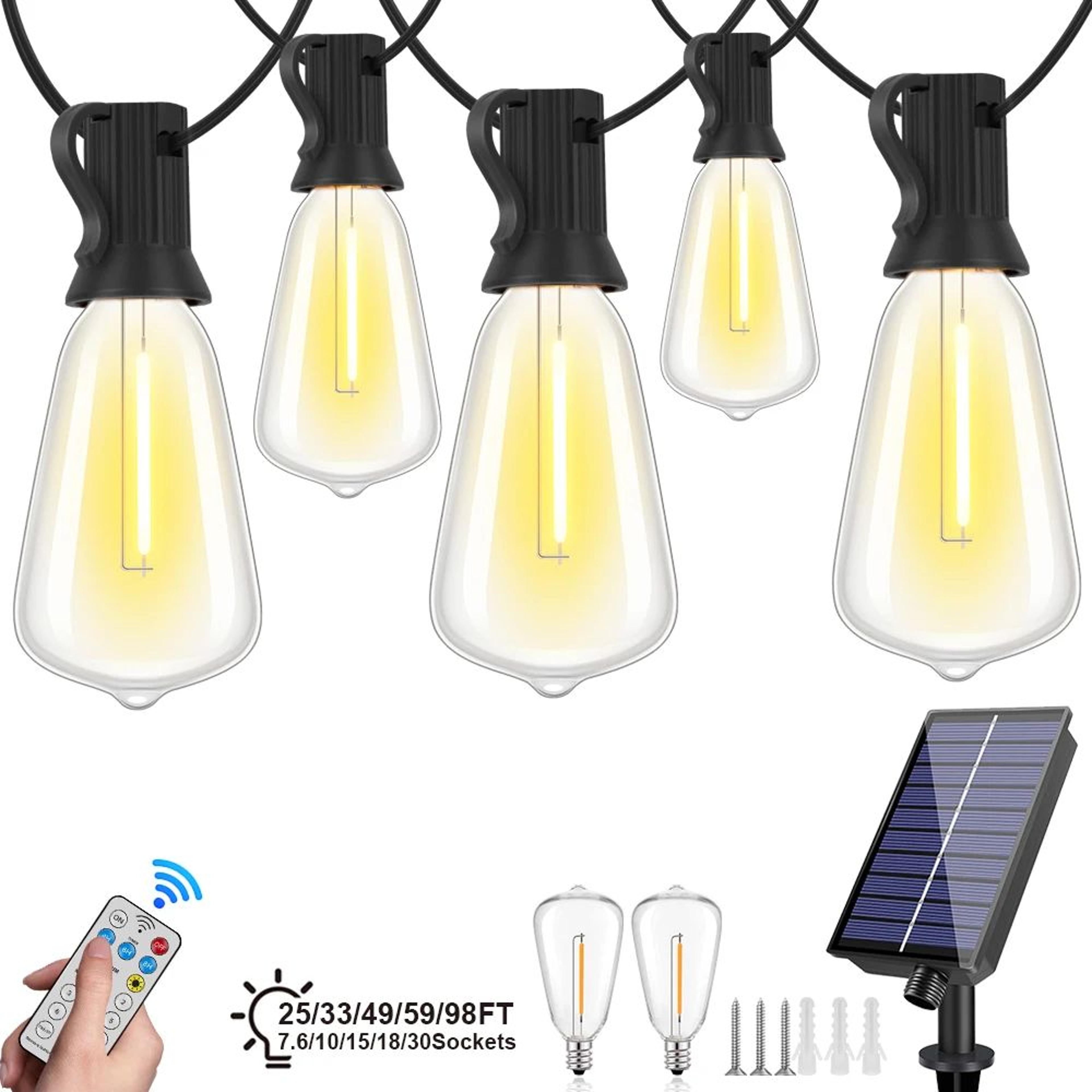 ST38 Solar String Lights With Remote Dimmable Shatterproof Outdoor Patio Lights 0