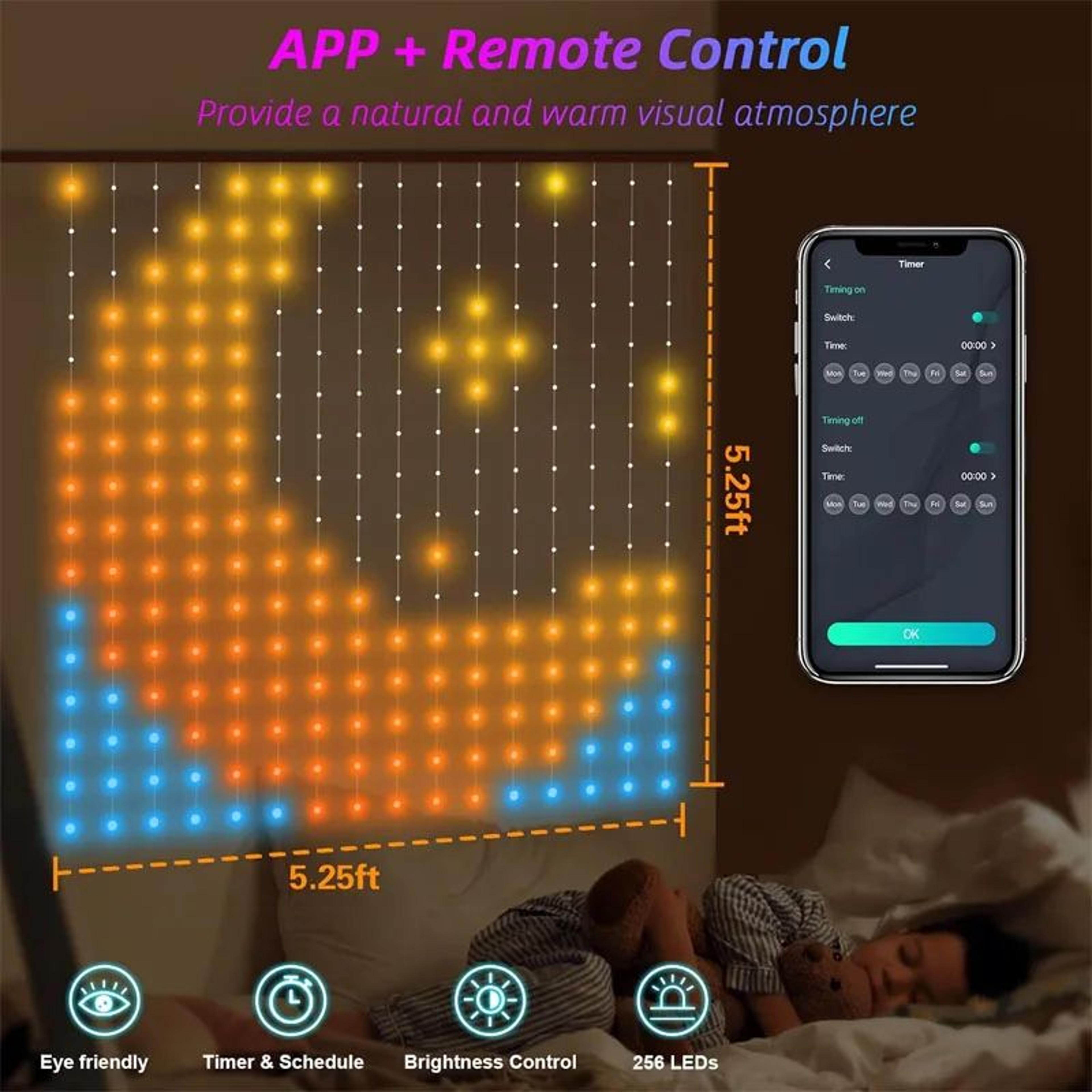 USB Smart LED Curtain Lights With App Control Music Sync And DIY Patterns 2