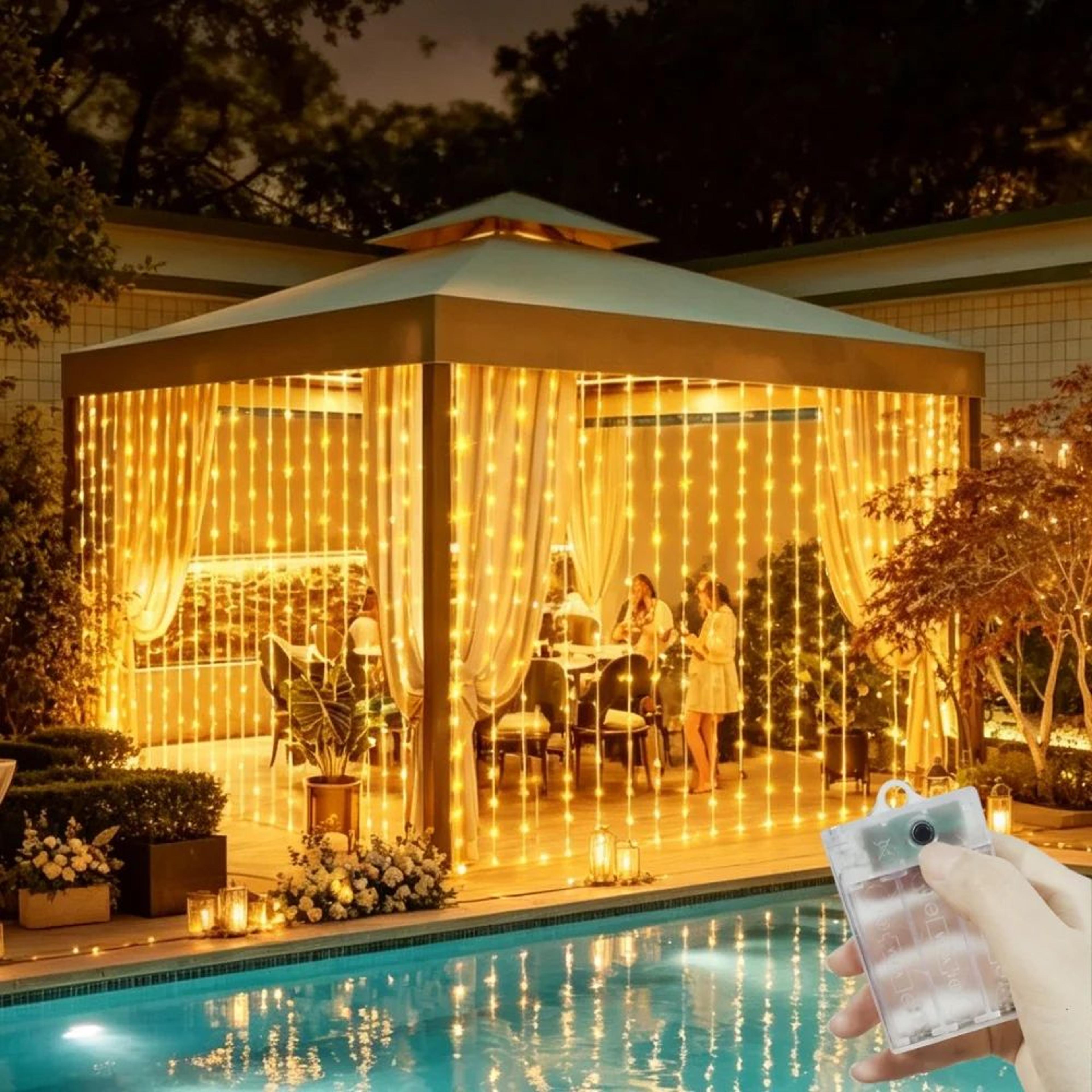 3M 6M Battery Powered LED Curtain Lights With Remote And 8 Lighting Modes 0