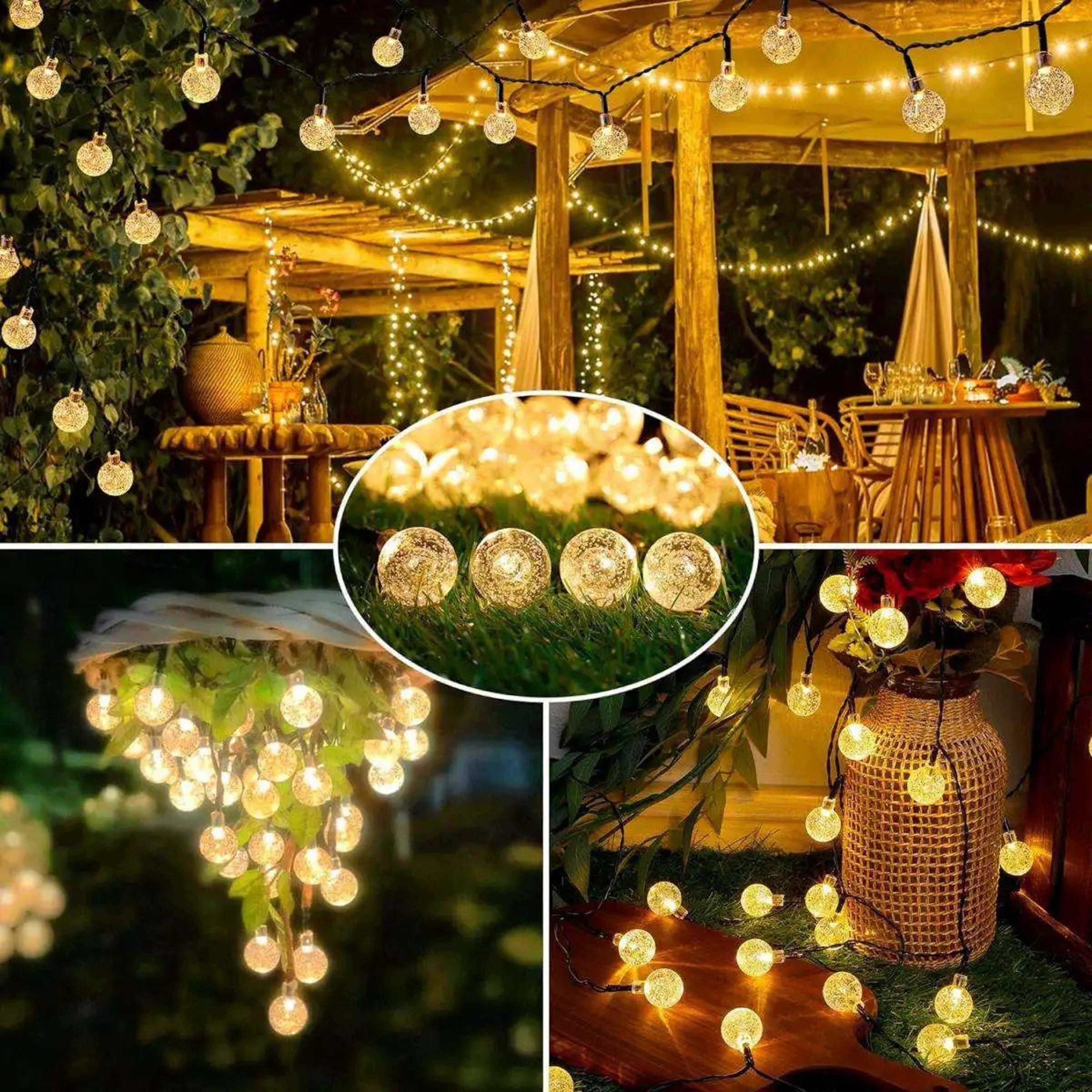 12M 100 LED Solar Bubble Ball String Lights With 8 Lighting Modes 7