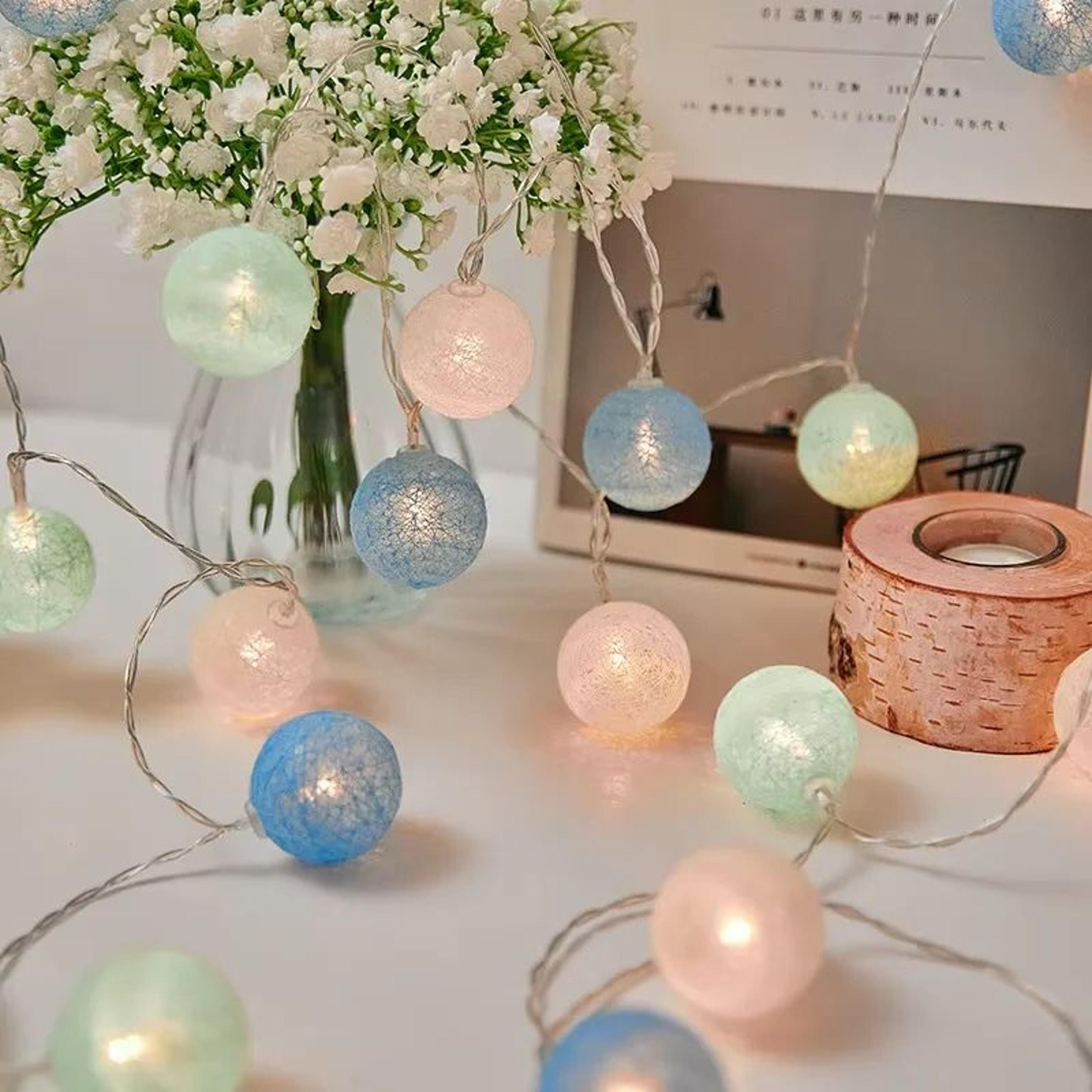cozyglow cotton ball led fairy string lights