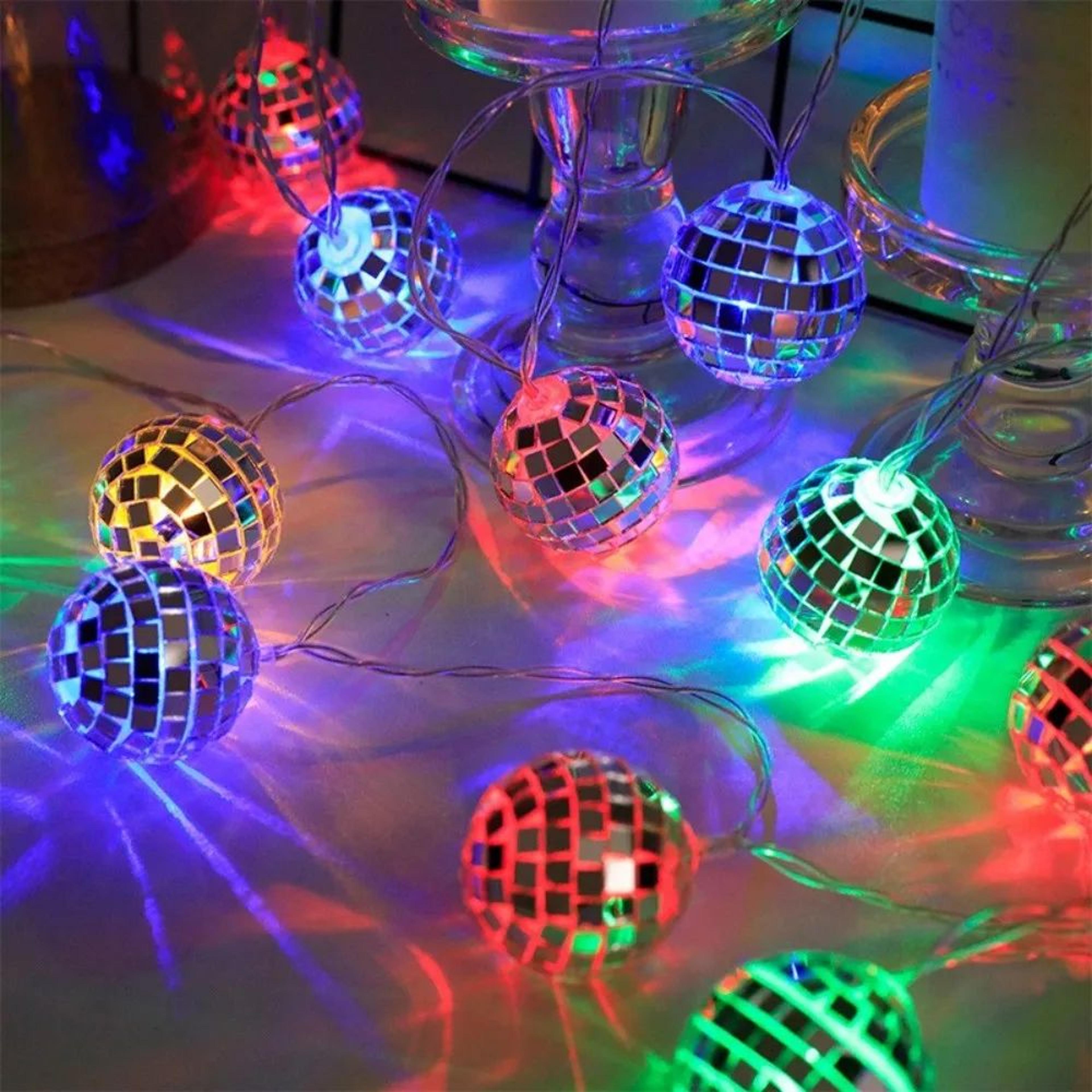 10 LED Disco Mirror Ball String Lights 59 Inch Battery Powered Party Decor 3